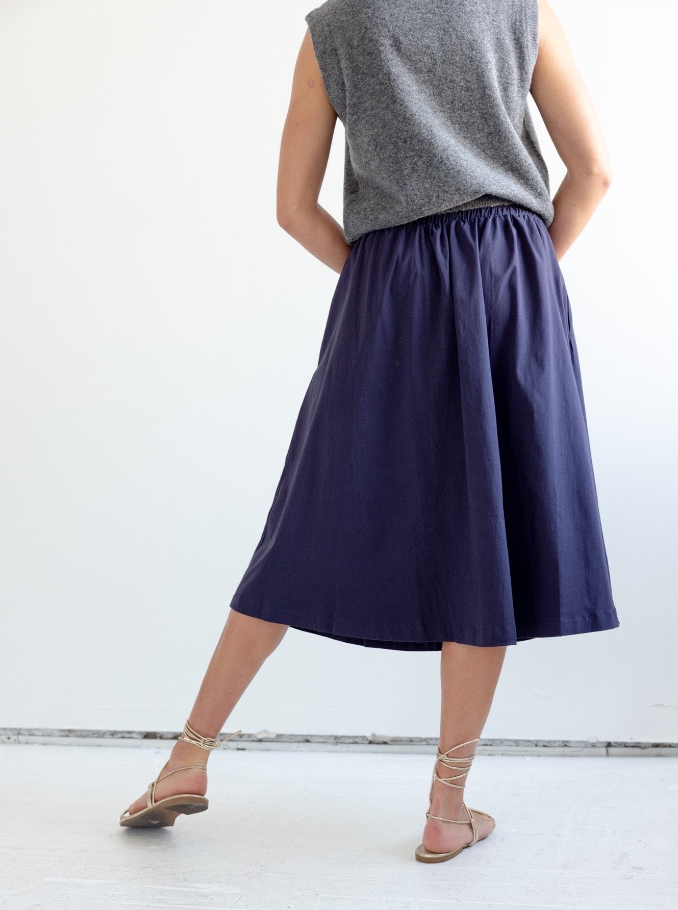 Addison Navy Blue Midi Skirt for Women - Elegant A-Line Knee-Length Skirt for Office, Casual Wear & Date Night Outfits