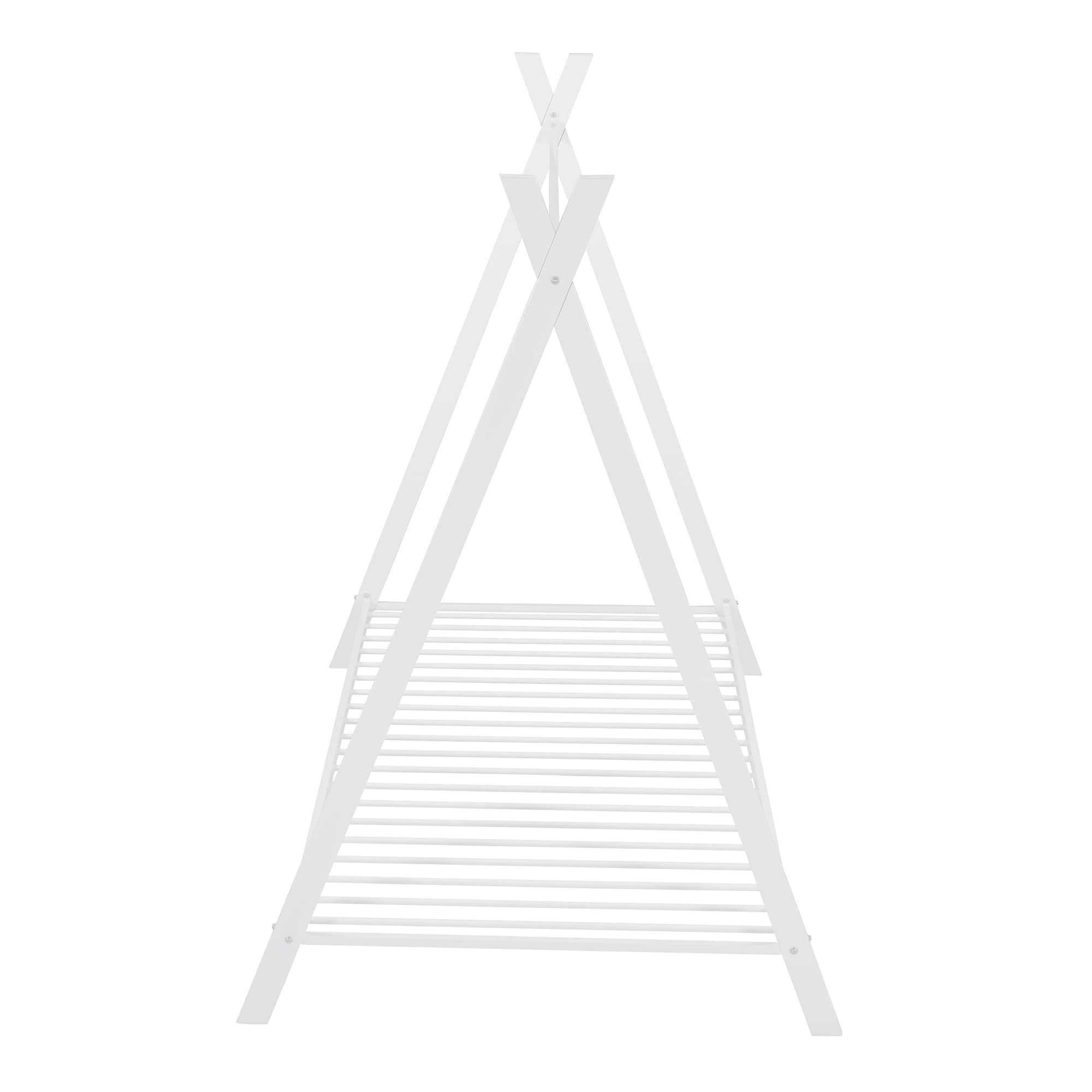 Sturdy Metal House Bed Frame - Triangular Design with Heavy Duty Slats Support, No Box Spring Needed, Easy Assembly, White - Perfect for Kids Rooms, Guest Bedrooms & Modern Minimalist Home Decor