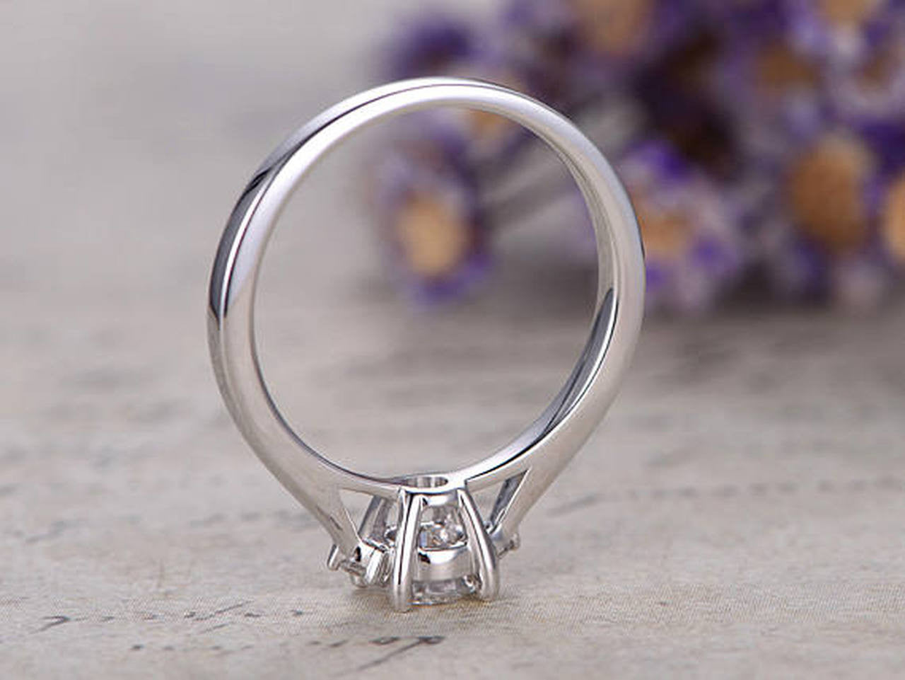14K/18K Yellow Gold Moissanite Diamond Engagement Ring - 0.5 Carat Three Stone Promise Ring for Women, Wedding, Anniversary & Proposal