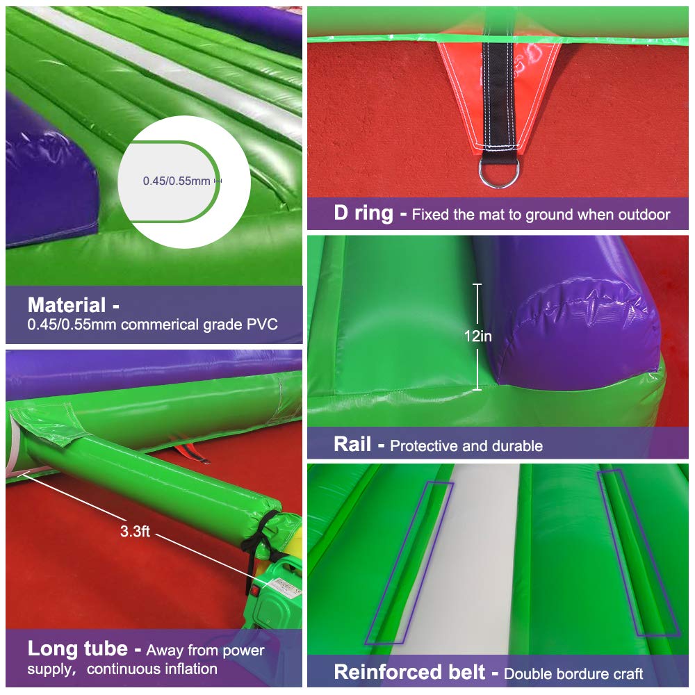 Inflatable Tumble Track for Gymnastics Training - Professional Air Floor Mat for Tumbling, Cheerleading & Home Practice - Perfect for Kids, Adults & Gym Classes