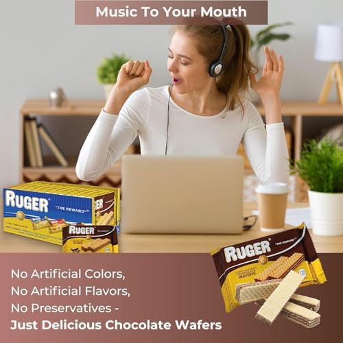 Ruger Austrian Chocolate Wafers - 12 Pack (2.125 oz Each) | Crispy Creamy Chocolate Snacks with Natural Ingredients | Long Shelf Life | Perfect for Office Snacks, Dessert Toppings & Gift Baskets