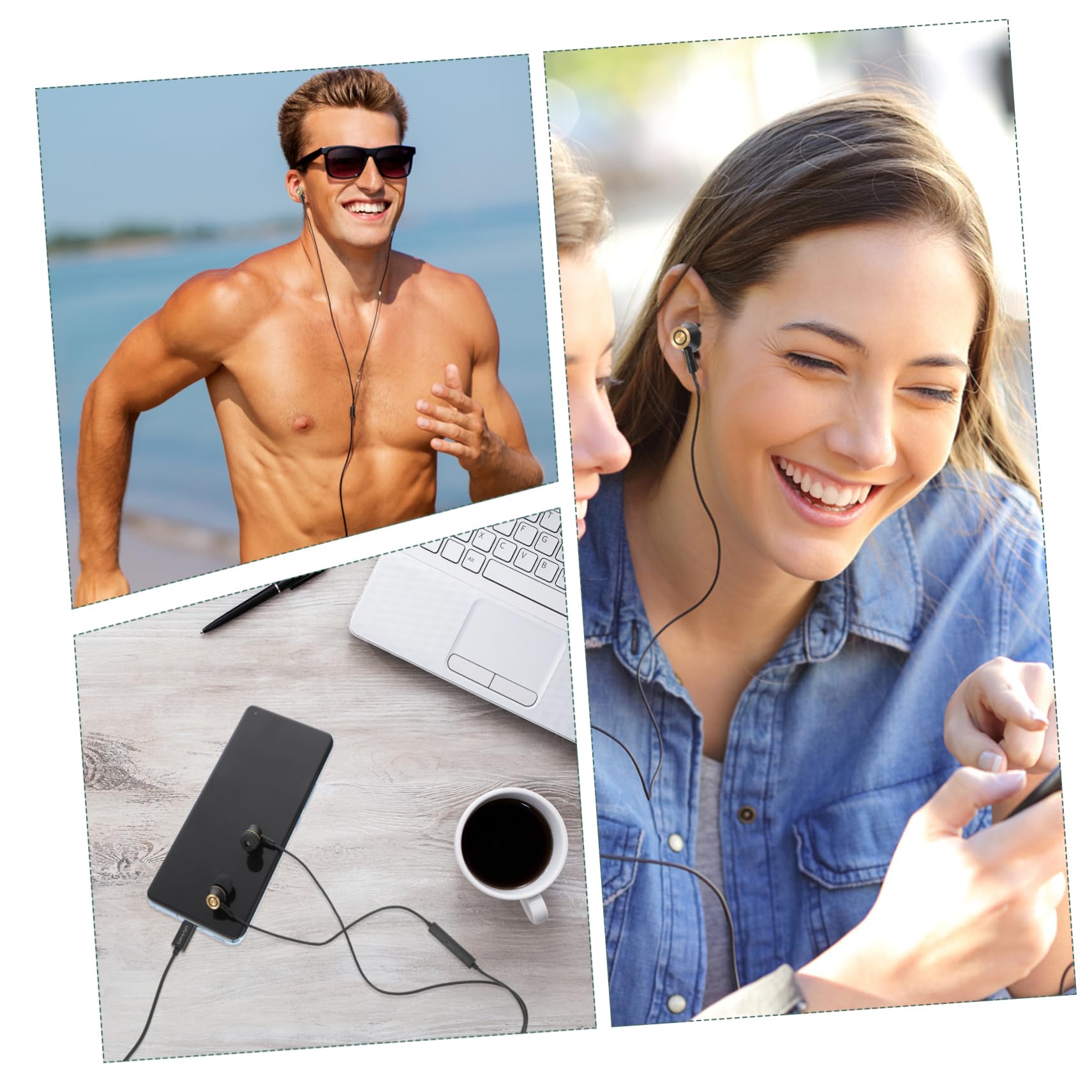 Jojofuny 2-Pack Wired Earbuds with Noise Cancelling, Stereo Sound Headphones - TPE Cable for Workouts, Commuting & Gaming