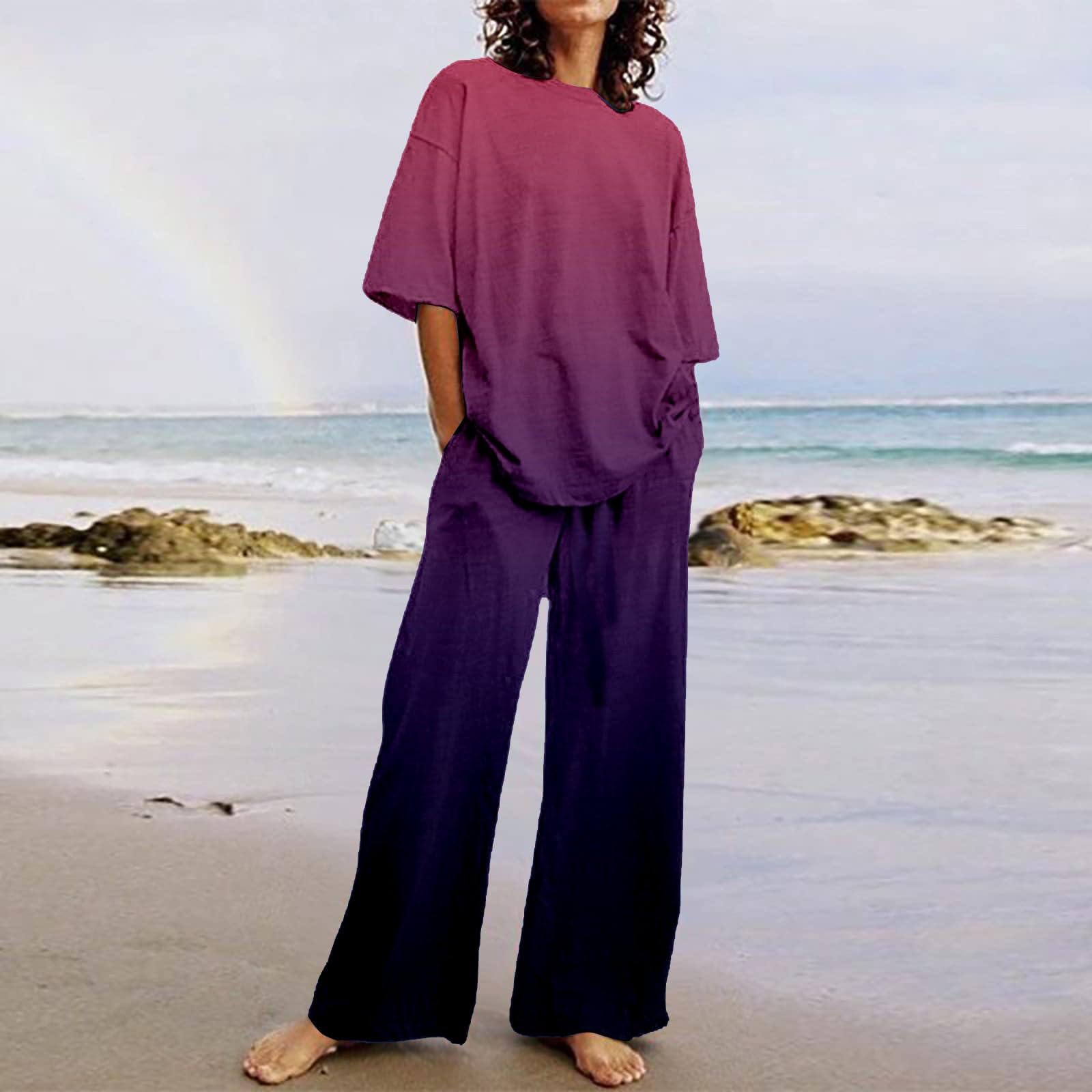 Women's 2-Piece Lounge Sets - Soft Summer Shorts & Top Comfy Outfits for Casual Wear, Airport Travel & Vacation | Breathable & Stylish Loungewear for Relaxing at Home or Outdoors