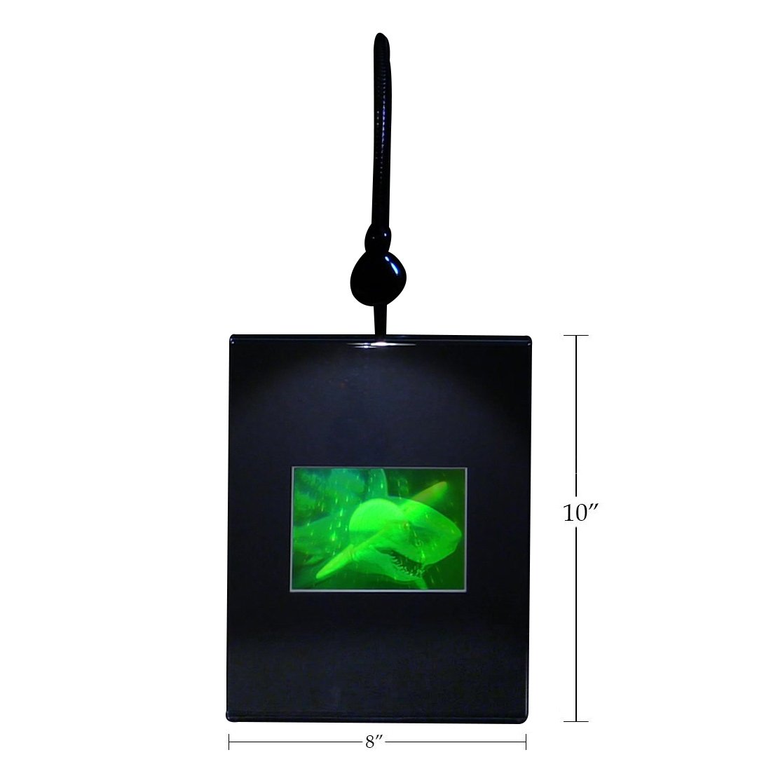 3D Great White Shark Hologram Picture with LED Lighted Desk Stand - Collectible Photopolymer Film for Home & Office Decor, Unique Gift Idea