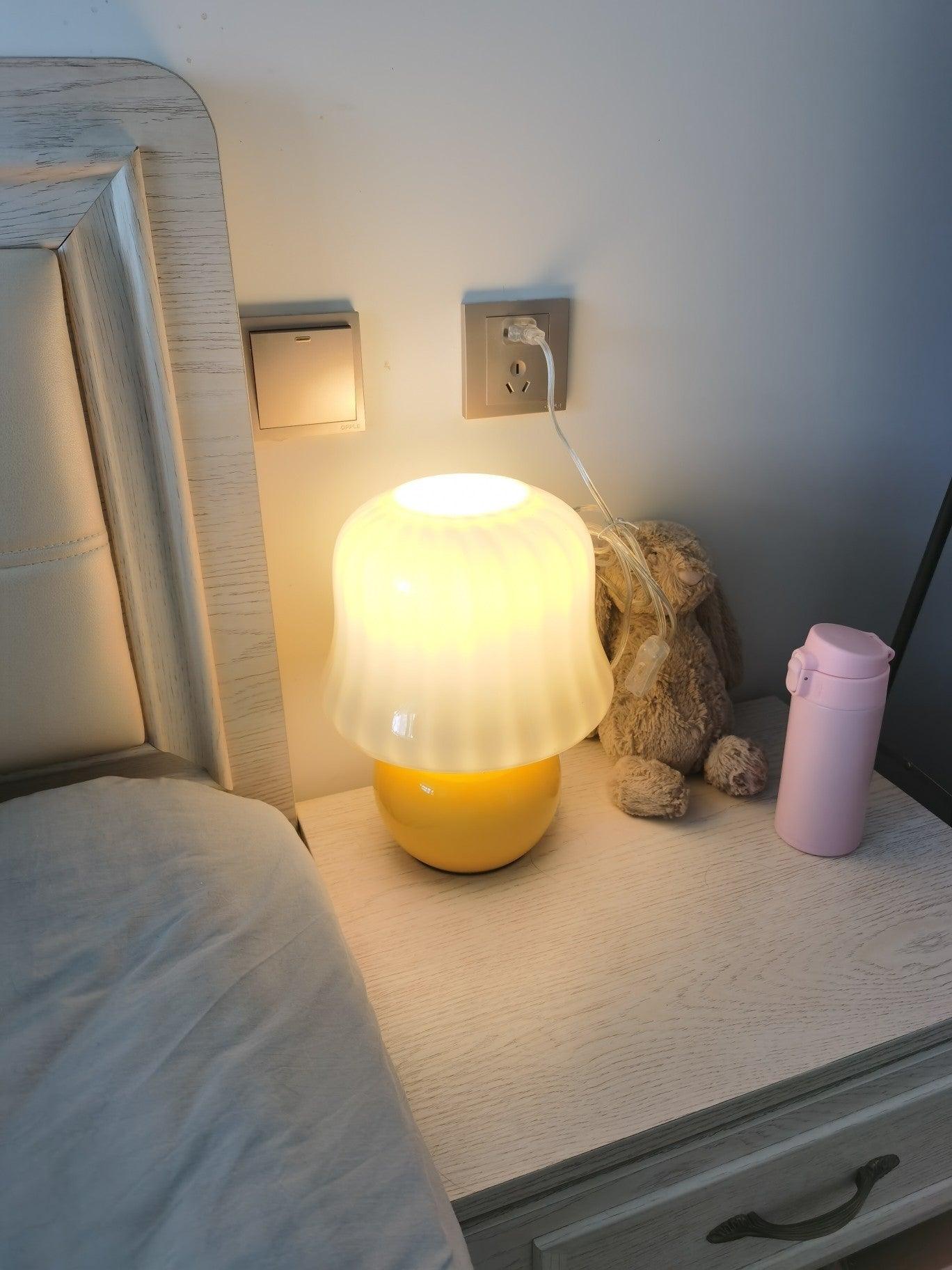Creamy Mushroom Table Lamp - Modern Decorative Lighting for Bedroom, Living Room & Office - Soft Ambient Light for Cozy Home Decor