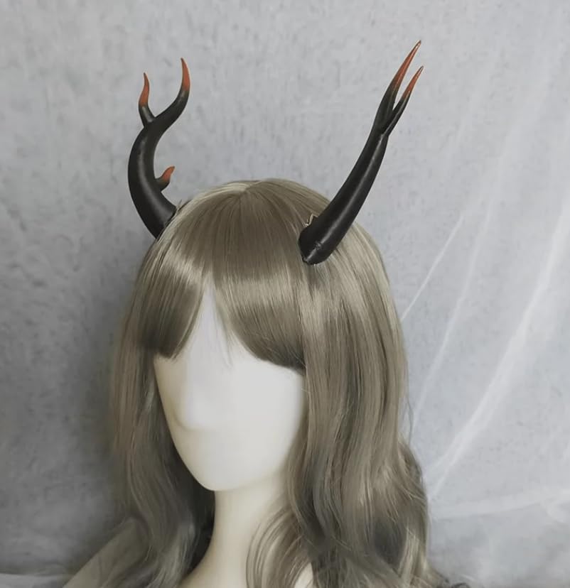 Gothic Devil Horns Hair Clips - Black & Red Halloween Hair Accessories for Kids & Adults (6.7 Inch) - Perfect for Cosplay, Costume Parties & Spooky Events
