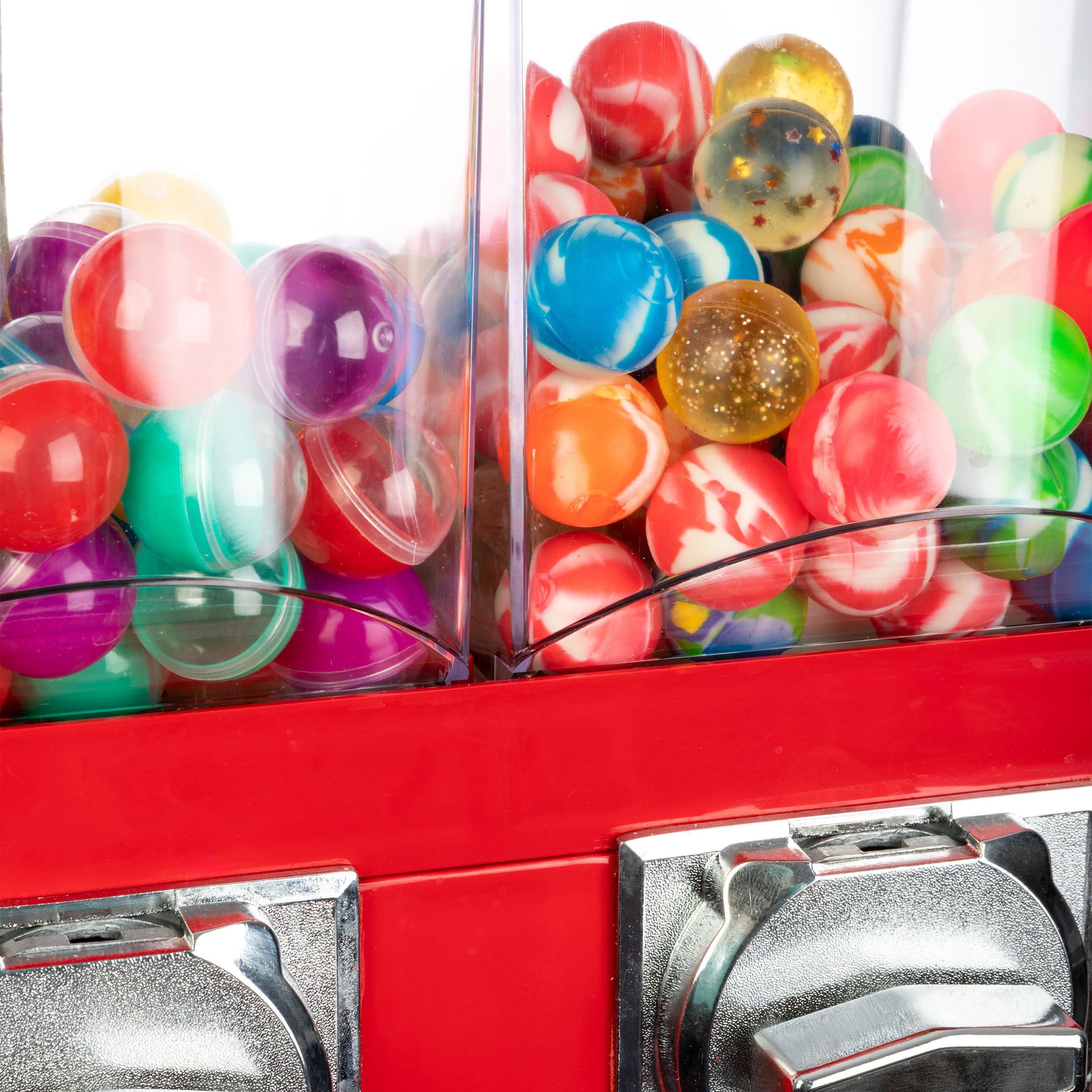 Great Northern Popcorn Triple Candy Vending Machine - Commercial Gumball, Capsule & Candy Dispenser for Business (Red) - Perfect for Retail Stores, Arcades & Party Events