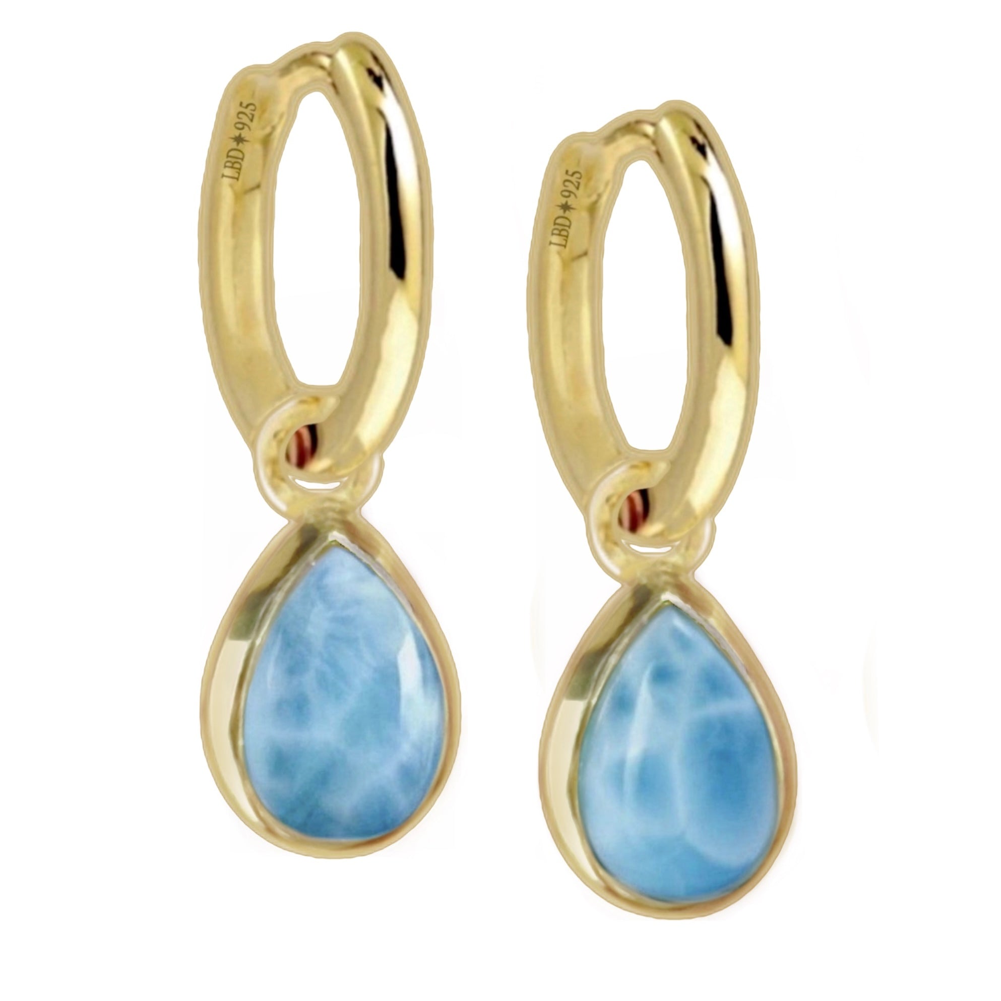 Laihas Classic Chic Raindrop Gold Larimar Hoop Earrings for Women - Elegant Dangle Jewelry for Party, Wedding & Everyday Wear