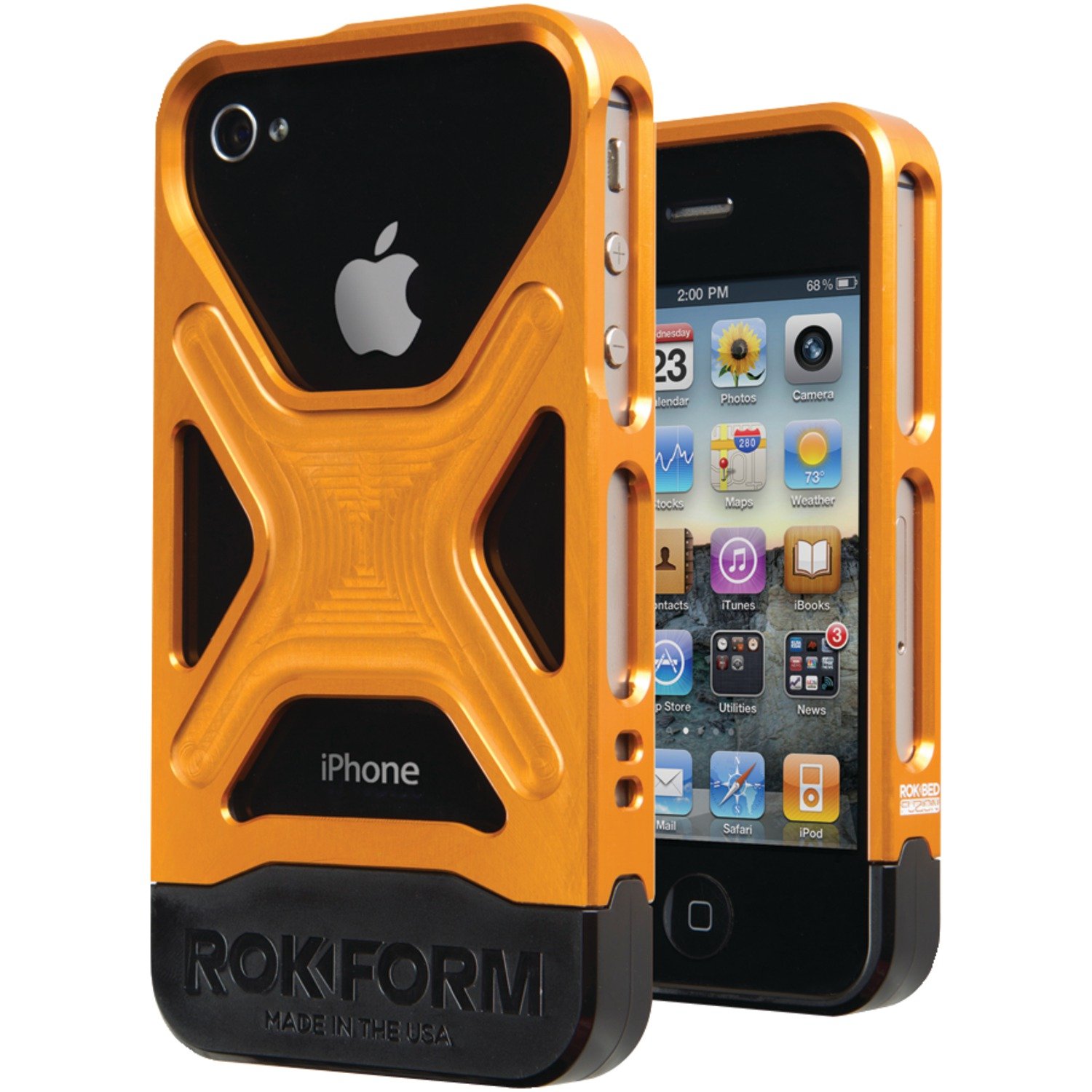 RokForm Fuzion iPhone 4/4s Aluminum Protective Case - Durable Orange Made in USA - Perfect for Outdoor Adventures & Daily Protection
