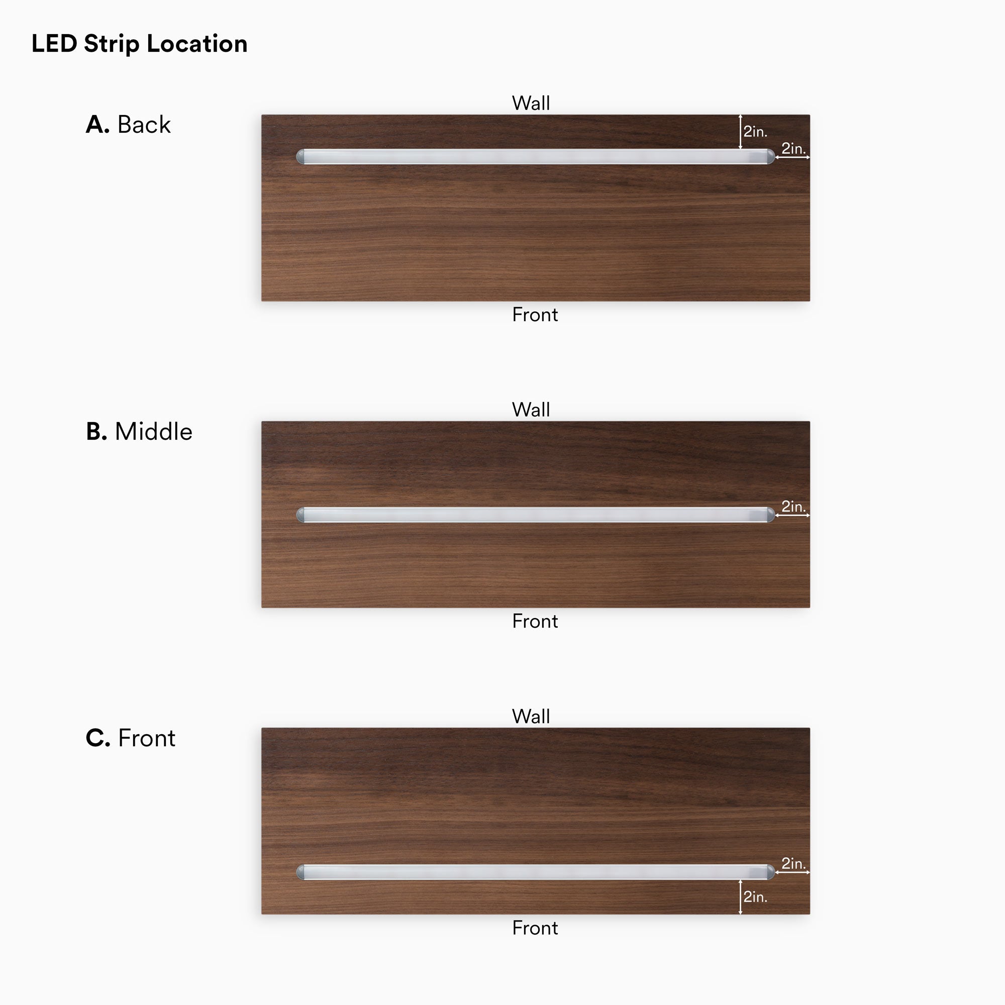 Aksel LED Floating Shelf with Walnut Finish - Modern Wall Shelf for Living Room, Bedroom, and Kitchen Decor