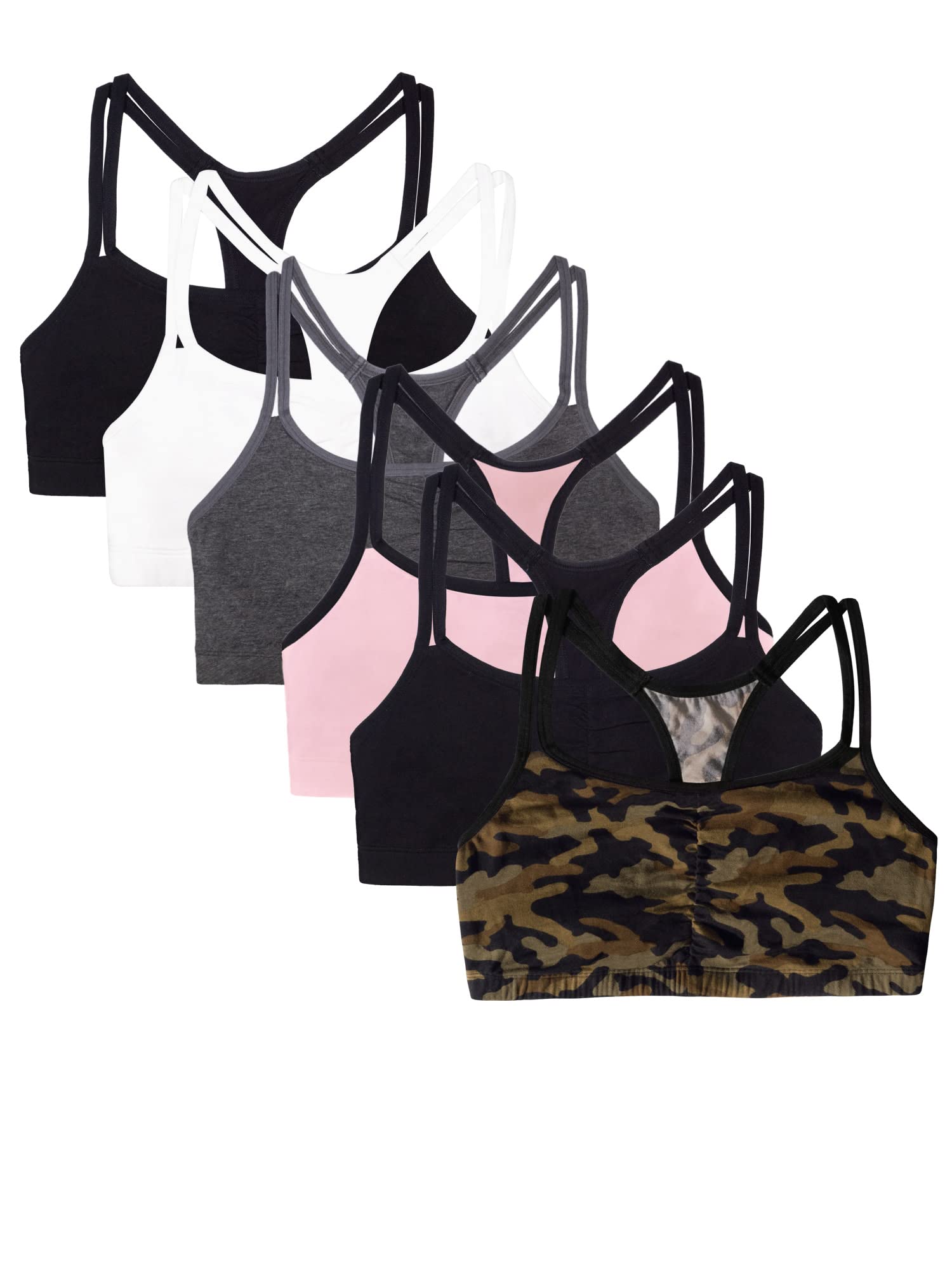 Fruit of the Loom Women's Cotton Sports Bra - Comfortable Spaghetti Strap Workout Top for Yoga, Running & Gym