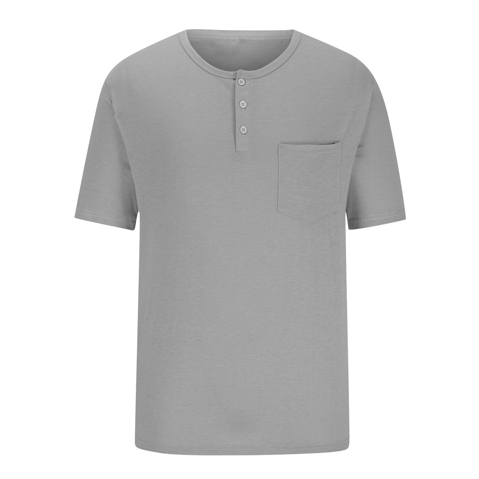 Men's Short Sleeve Henley Shirt - Button Collar Casual T-Shirt with Pocket | Summer Work Blouse & Everyday Wear | 2024 Fashion Trend