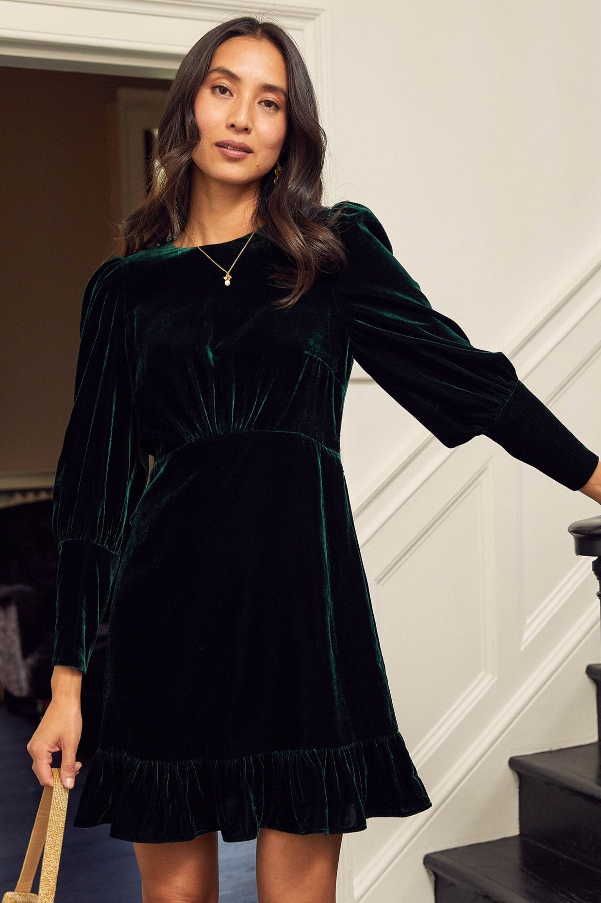 Esmee Velvet Short Dress for Women | Elegant Emerald Green Sleeveless Mini Dress | Perfect for Cocktail Parties, Date Nights & Holiday Events