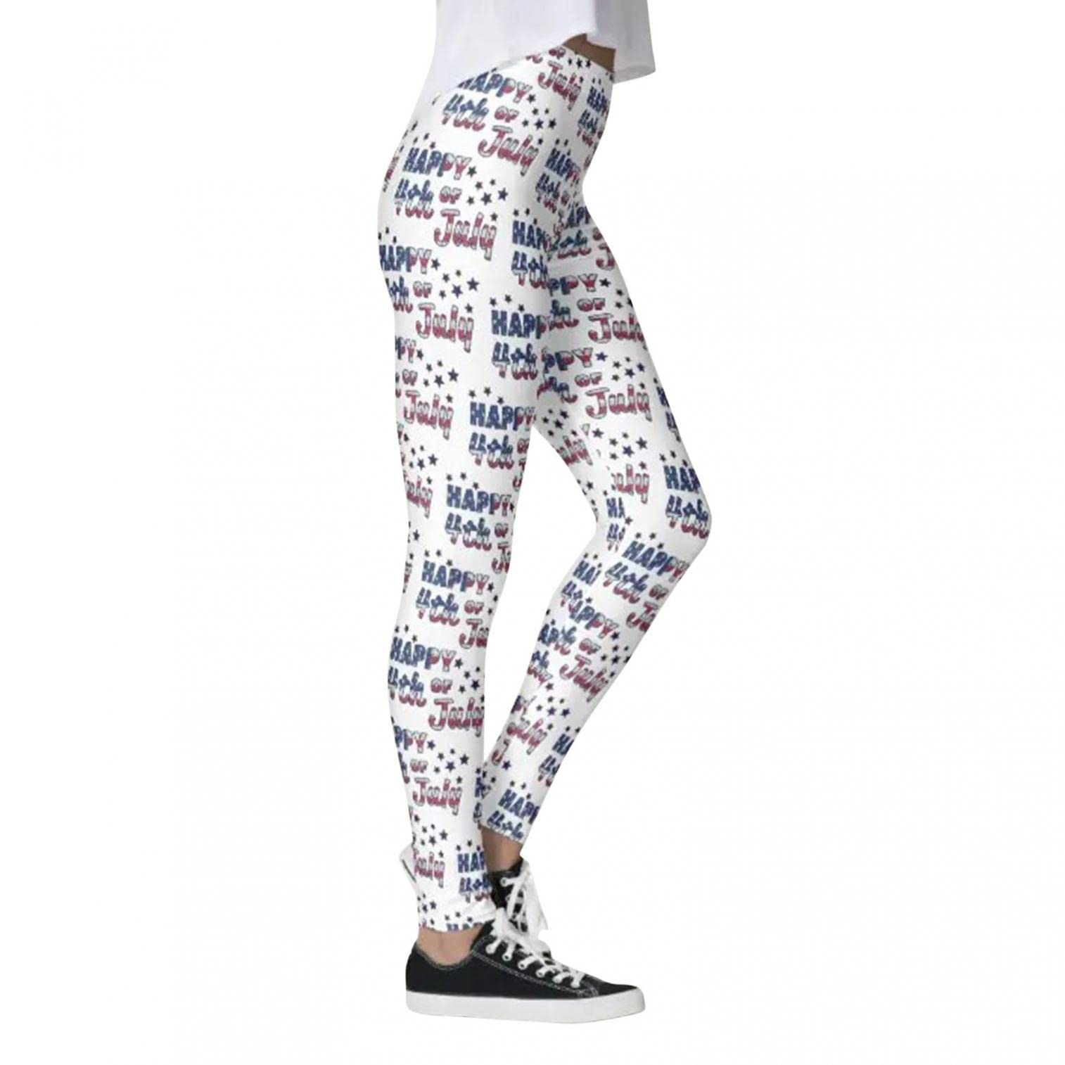 MIUERSA Women's High Waisted Yoga Pants - American Flag Print Leggings for 4th of July, Workout & Gym with Tummy Control - Perfect for Patriotic Workouts, Yoga & Casual Wear