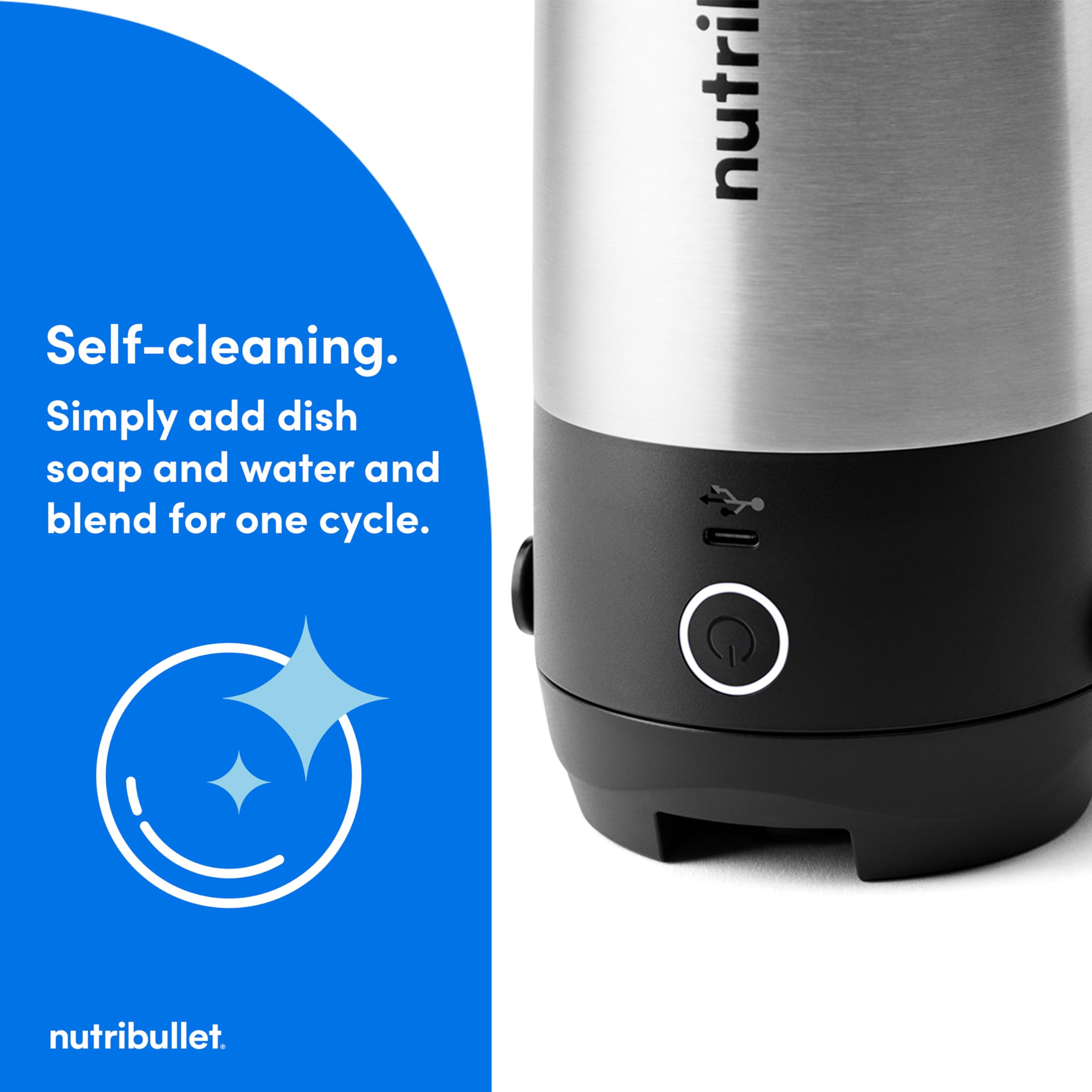 Nutribullet Flip Portable Blender with Insulated Cup - Cordless, Brushed Stainless Steel (NBPB50350SS) - Perfect for Smoothies, Protein Shakes & On-the-Go Blending at Gym, Office or Travel