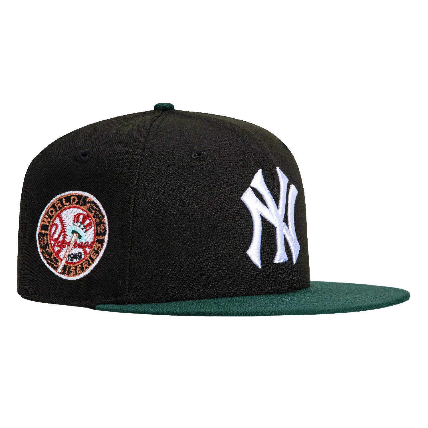 New Era 59Fifty New York Yankees 1949 World Series Patch Snapback Hat - Black, Green & White - Perfect for Baseball Games, Sports Fans & Streetwear Fashion