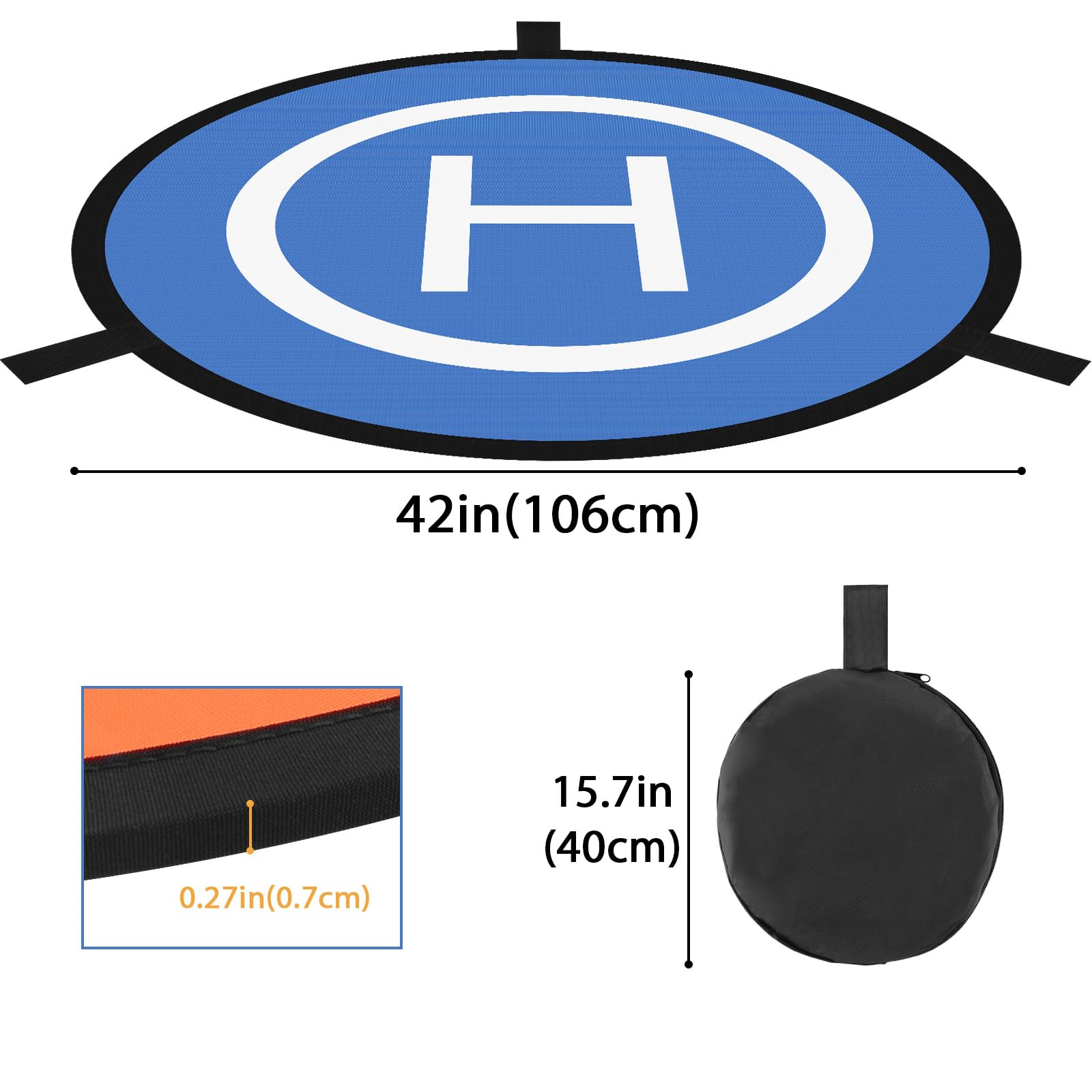 **Linkidea 43'' Foldable & Waterproof Drone Landing Pad - Portable Accessory for DJI Mavic, Phantom 2/3/4/Pro, Antel Robotic & Universal PVB Drones (Orange, 110cm) - Perfect for Outdoor Aerial Photography & RC Helicopter Landings**
