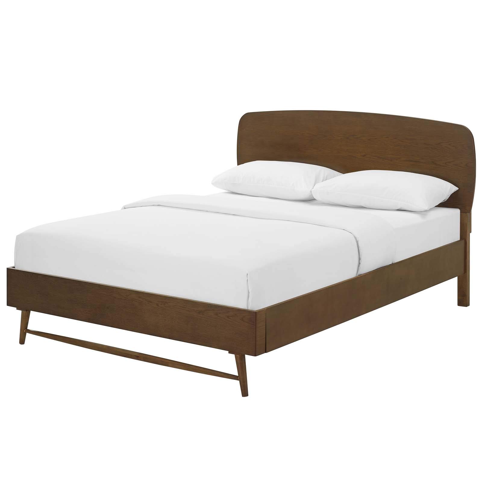 Modern Contemporary Urban Design Wooden Platform Bed Frame in Brown - Perfect for Minimalist and Scandinavian Style Bedrooms