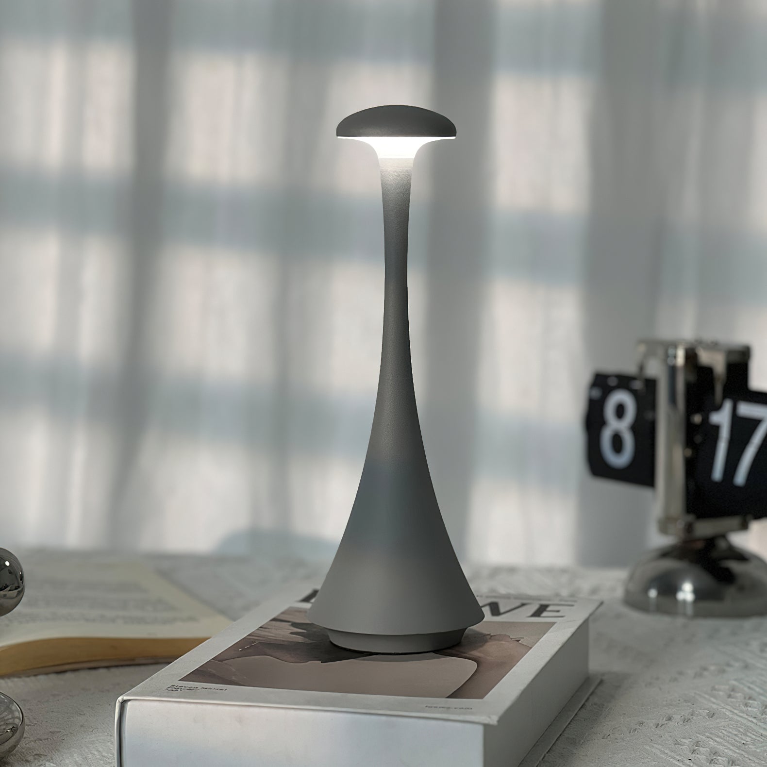 Nudrop Modern LED Table Lamp - Dimmable Bedside Lamp for Bedroom, Living Room & Office - Warm White & Cool White Light, Touch Control, Energy Efficient (Black)