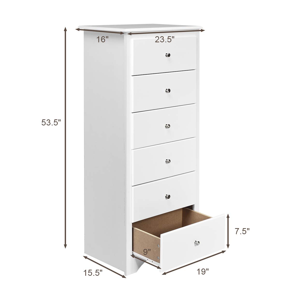 Giantex 6-Drawer Wooden Dresser - Tall Storage Cabinet for Clothes Organizer, White - Perfect for Bedroom, Hallway & Entryway Furniture - Ideal for Home Organization & Small Space Storage
