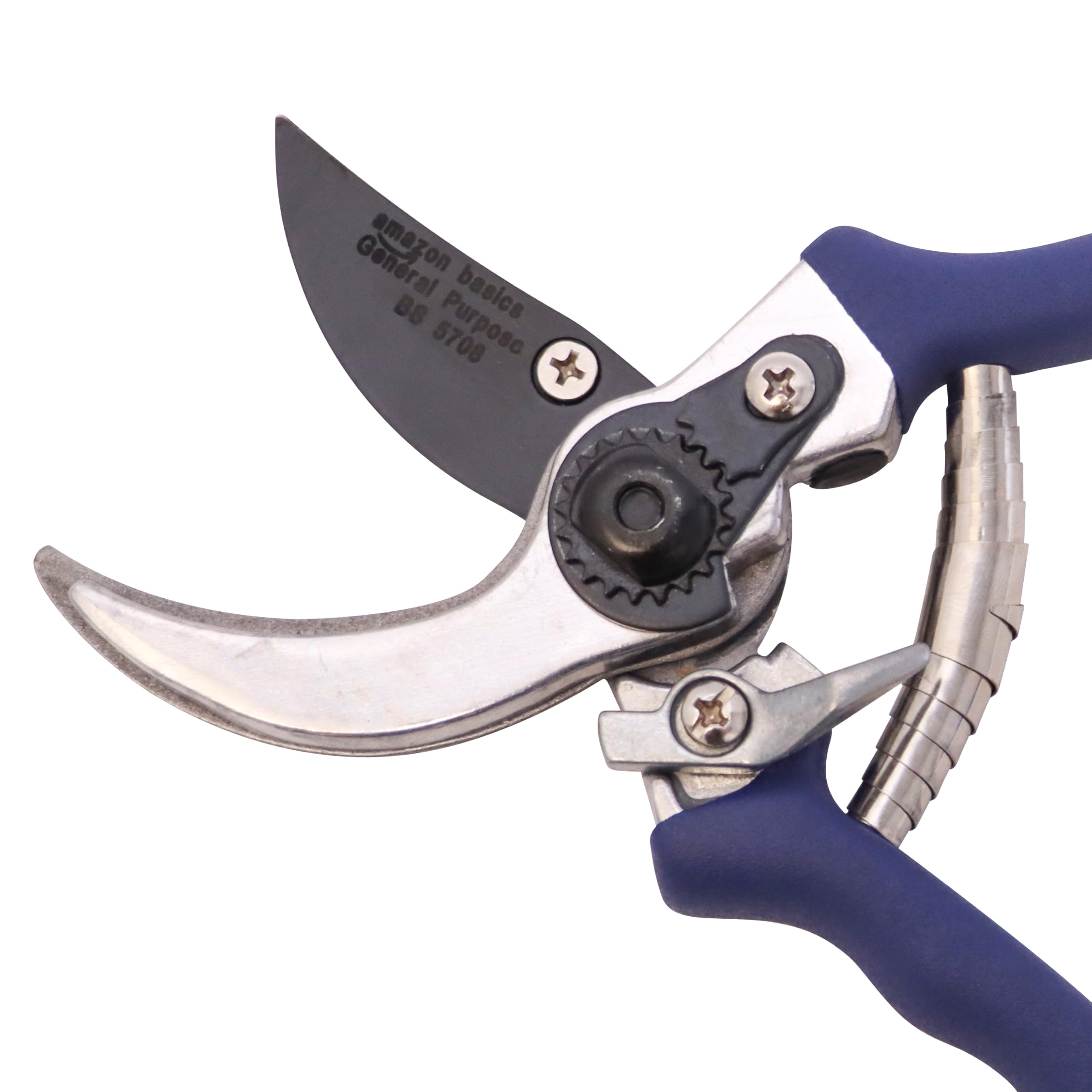 Amazon Basics Pruning Shears, Blue - Sharp Garden Scissors for Trimming Plants, Flowers, and Shrubs - Ideal for Home Gardening, Landscaping, and DIY Projects