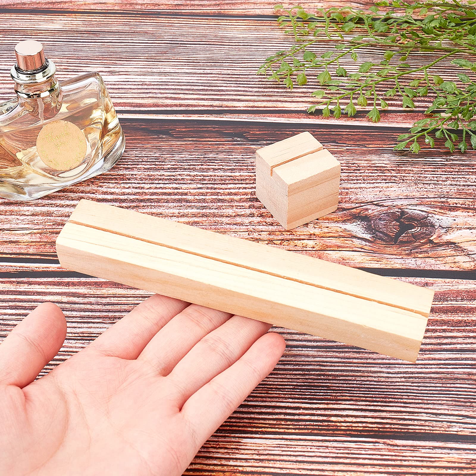 GORGECRAFT 10PCS Wooden Table Number Stands - Elegant Place Card Holders for Weddings, Parties & Events (5.9”x1”x0.6”) - Perfect for Table Setting, Name Card Display & Retail Shop Decoration