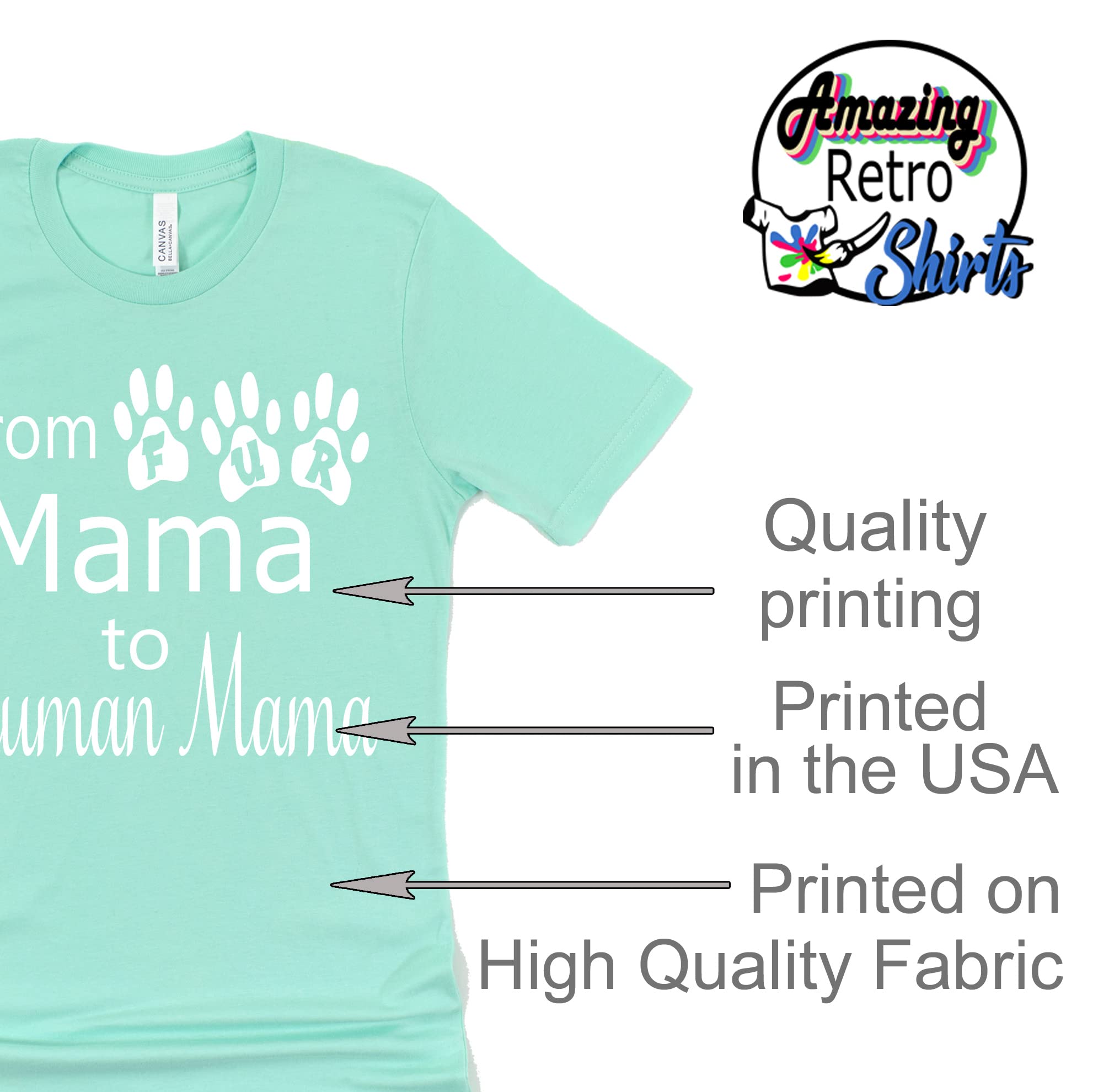 Vintage Retro Pregnancy Announcement Shirt - From Fur Mama to Human Mama - Perfect for Gender Reveal, Baby Shower & Maternity Photoshoot