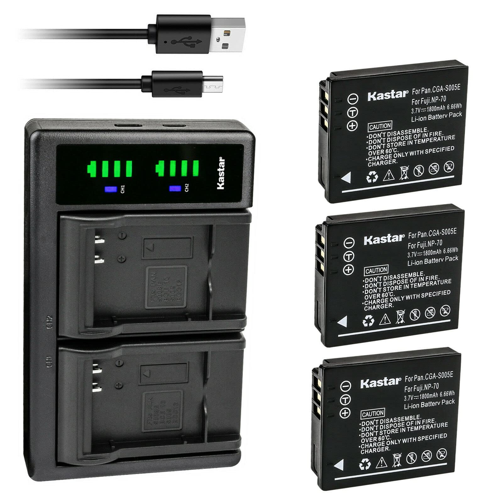 Kastar 3-Pack Replacement Battery & LTD2 USB Charger for Samsung IA-BH125C - Compatible with Samsung HMX-R10, HMX-R10BP, HMX-R10EDC, HMX-R10SP Digital Cameras - Perfect for Travel Photography & Vlogging