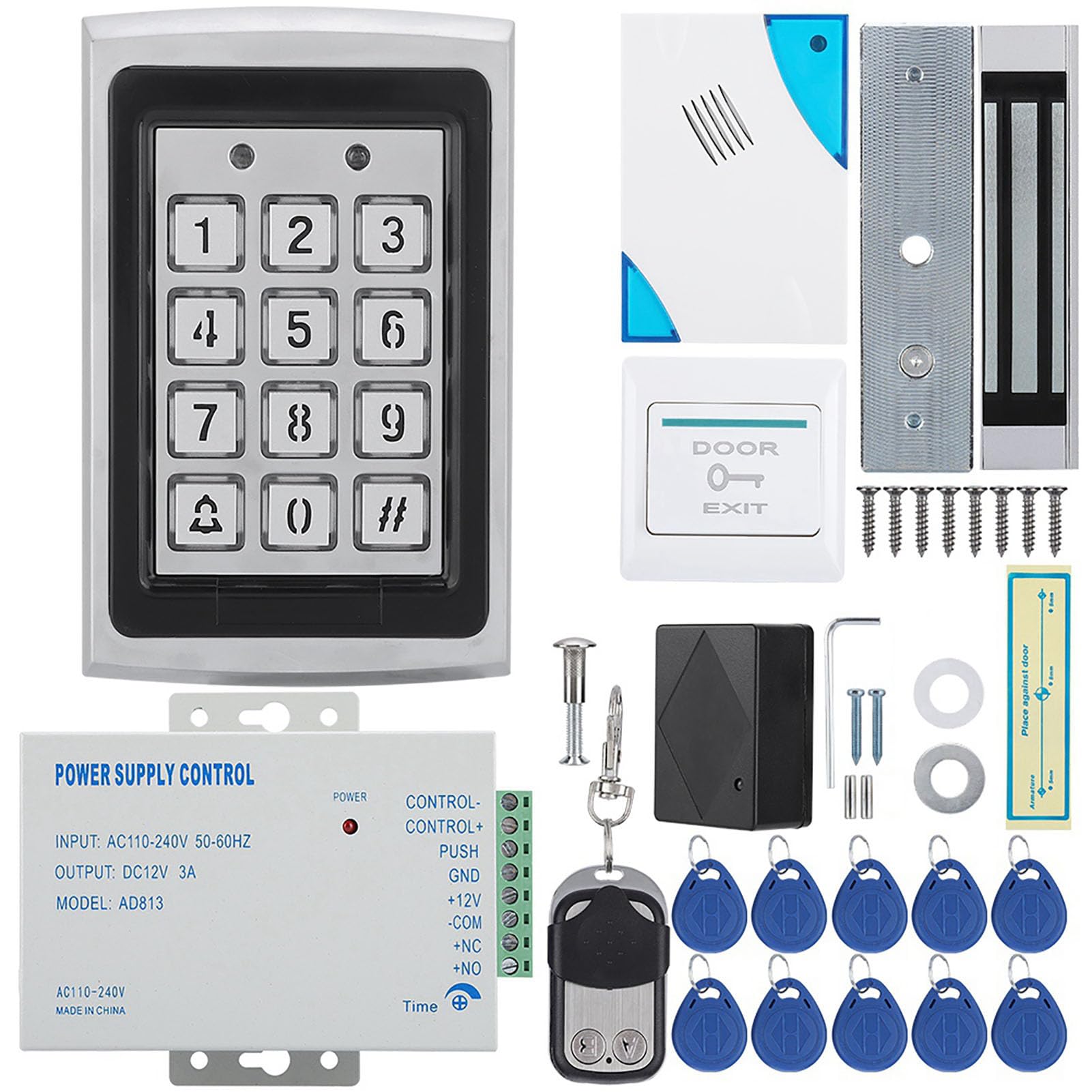 Advanced Access Control Kit with Proximity Cards, Keypad & Remote Control - Secure Business, Office, Factory & Community Entry - Latest IC Technology for Home & Commercial Security