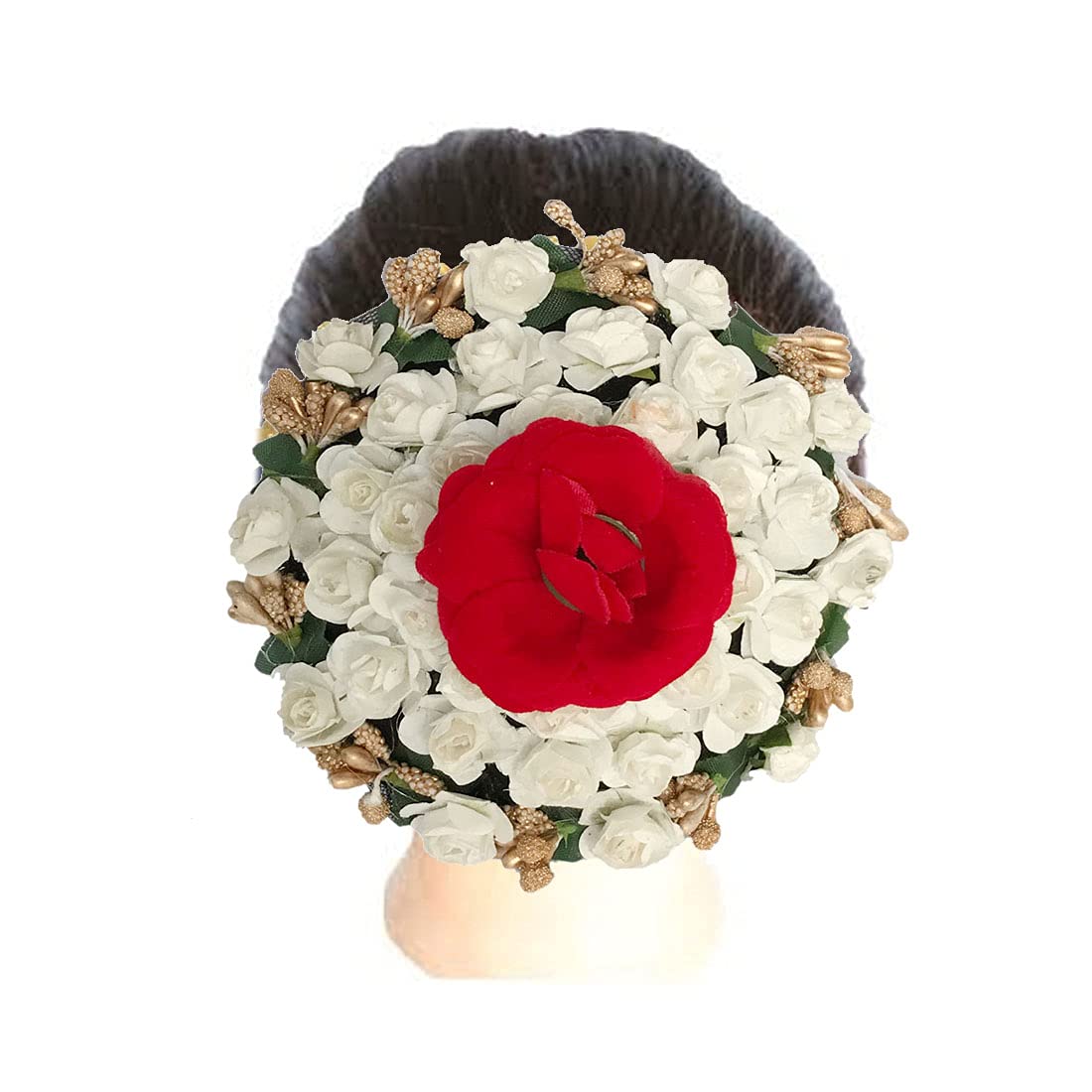 GadinFashion™ Artificial Flower Juda Hair Gajra for Girls - White Floral Hair Accessories for Weddings, Parties & Special Occasions - Pack of 1