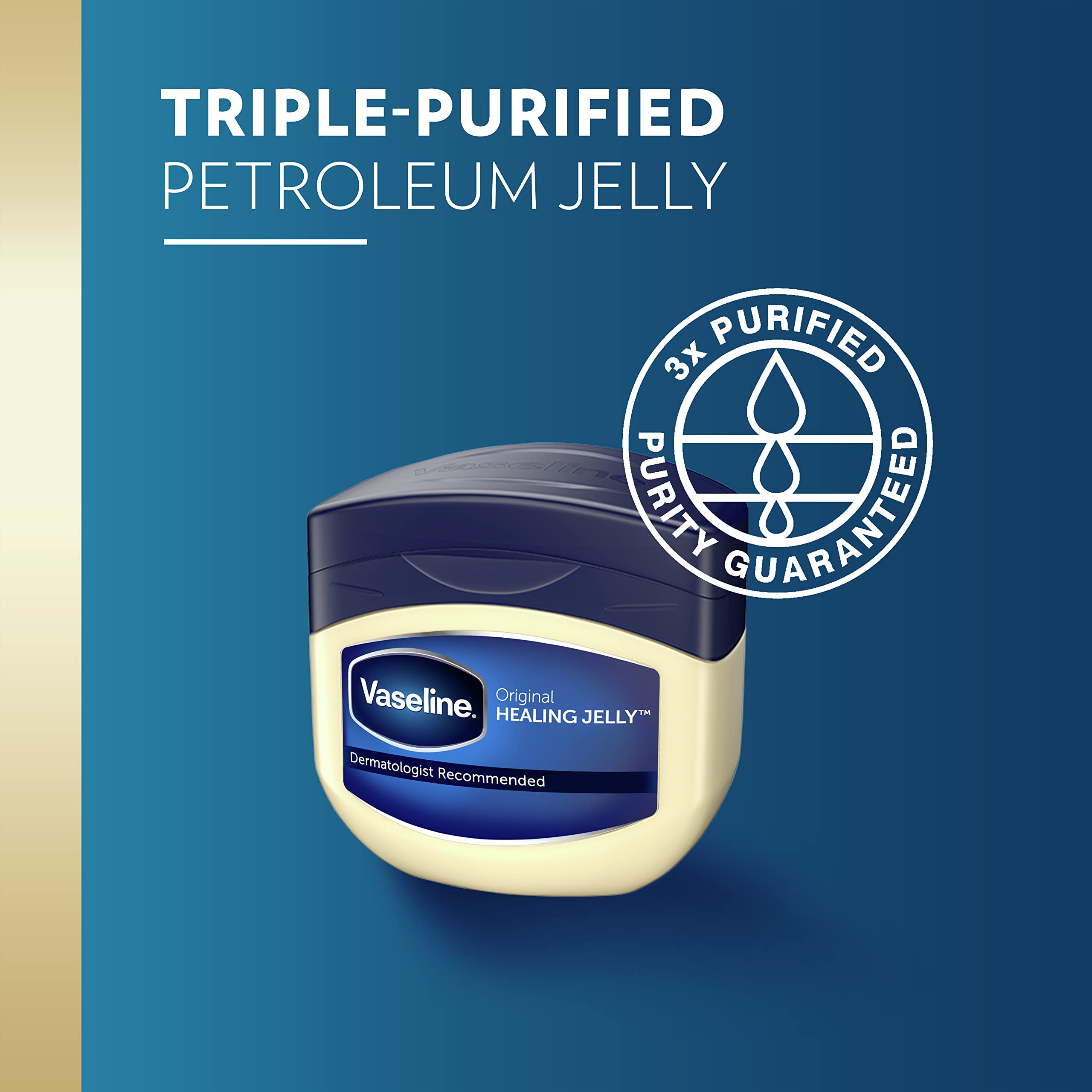 Vaseline Petroleum Jelly Original 3-Pack for Dry Skin Relief | Intensive Moisturizing Body Lotion with Cocoa Butter | Perfect for Daily Skin Care, Cracked Heels & Lip Balm | Hydrating Lotion for Face, Hands & Body