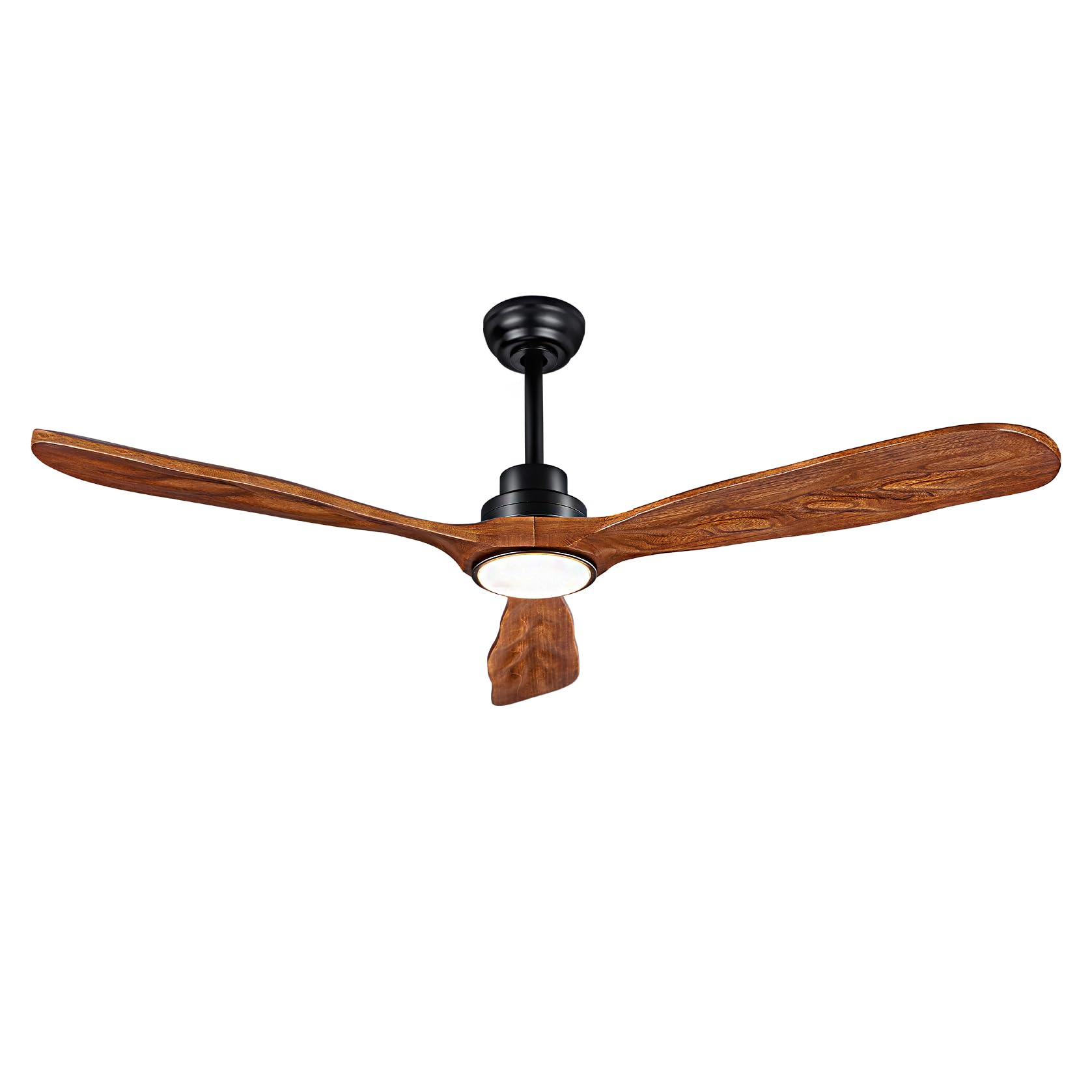 60 Inch Wood Ceiling Fan with Lights and Remote Control - Quiet Reversible DC Motor, 3 Blades & 3 Downrods - Farmhouse, Patio, Living Room, Bedroom, Office - Indoor/Outdoor Use (Black + Walnut) - Perfect for Cooling and Lighting Your Home All Year Round