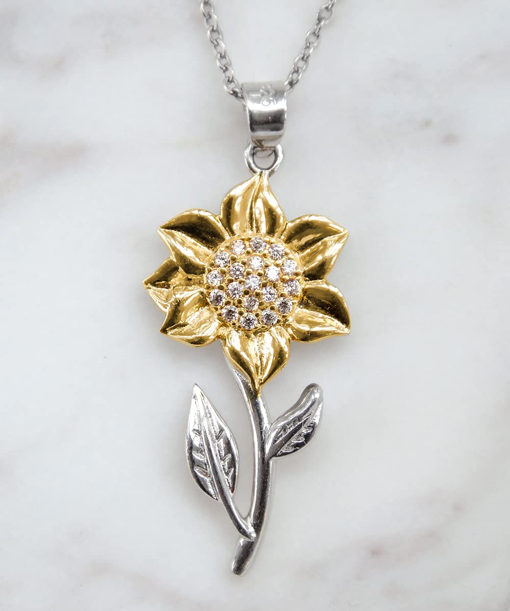 Graduation Gifts for Women - 14K Gold Plated Sunflower Necklace in Sterling Silver with Inspirational Poem - Perfect Gift for College Grads, High School Graduation & Birthday Celebrations