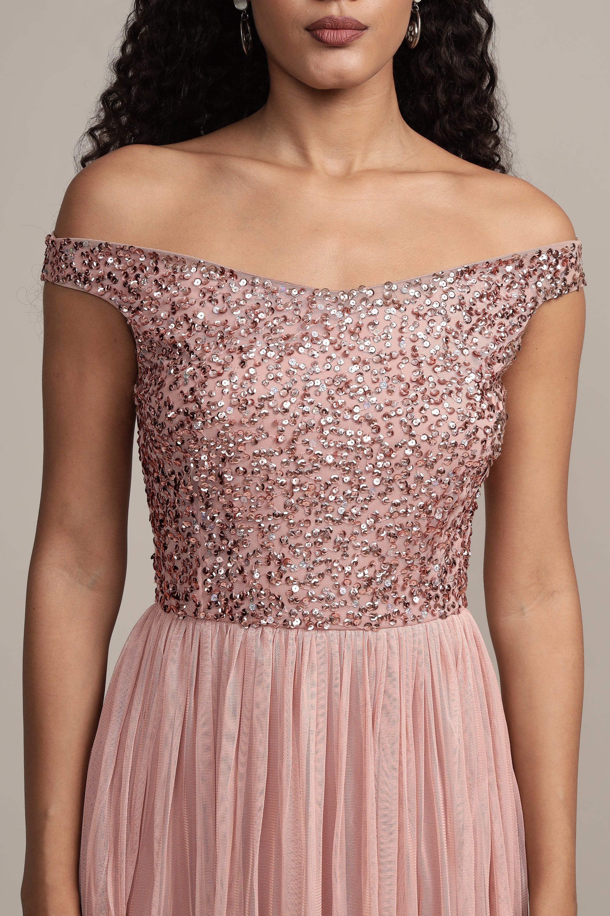 Nina Taupe Embellished Bridesmaid Maxi Dress - Elegant Formal Gown for Weddings, Prom & Special Occasions