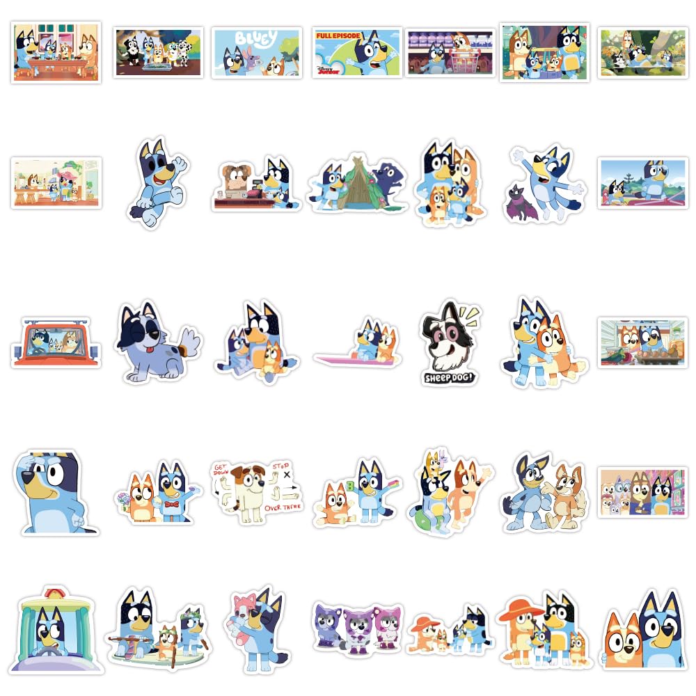100Pcs Blue Dog Stickers for Kids - Cute Waterproof Vinyl Graffiti Decals for Teens, Laptop, Suitcase, Helmet, Motorcycle, Skateboard, Bike & Scrapbook - Perfect for DIY Crafts, School Projects & Gift Giving
