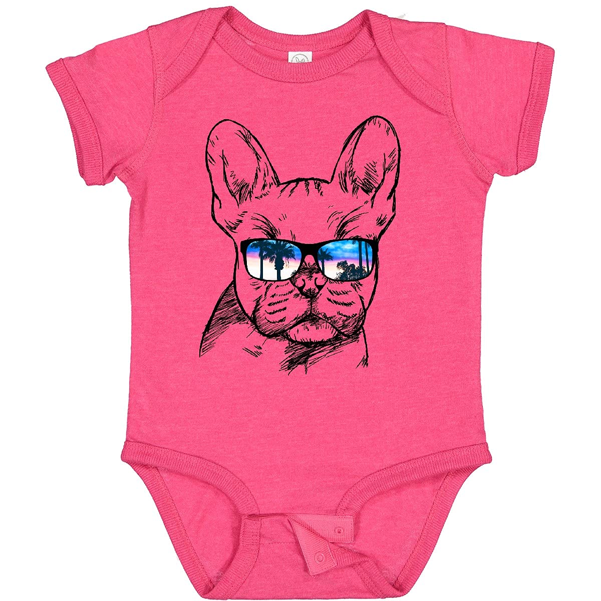 Inktastic French Bulldog Portrait with Sunglasses Baby Bodysuit - Cute Dog Graphic Onesie for Infants & Toddlers - Perfect for Playdates, Daycare & Family Photos