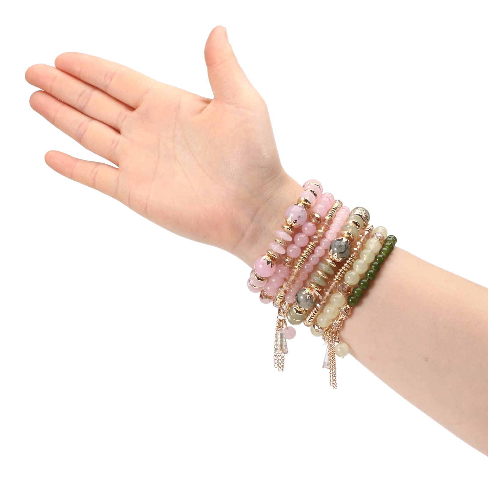 Bohemian Stackable Stretch Bracelets for Women & Girls - Colorful Beaded Charm Handmade Jewelry Set - Perfect for Layering, Gifts & Boho Fashion Accessories