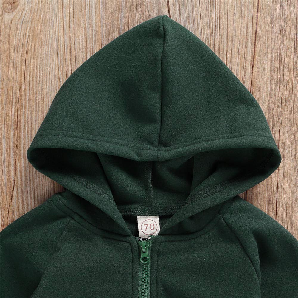 FYBITBO Baby Boys Girls Hooded Jumpsuit - Soft Cotton Long Sleeve Zipper Romper Onesie Outfit for Infants 0-24 Months | Warm Winter & Fall Clothes for Playtime, Daycare & Outdoor Activities