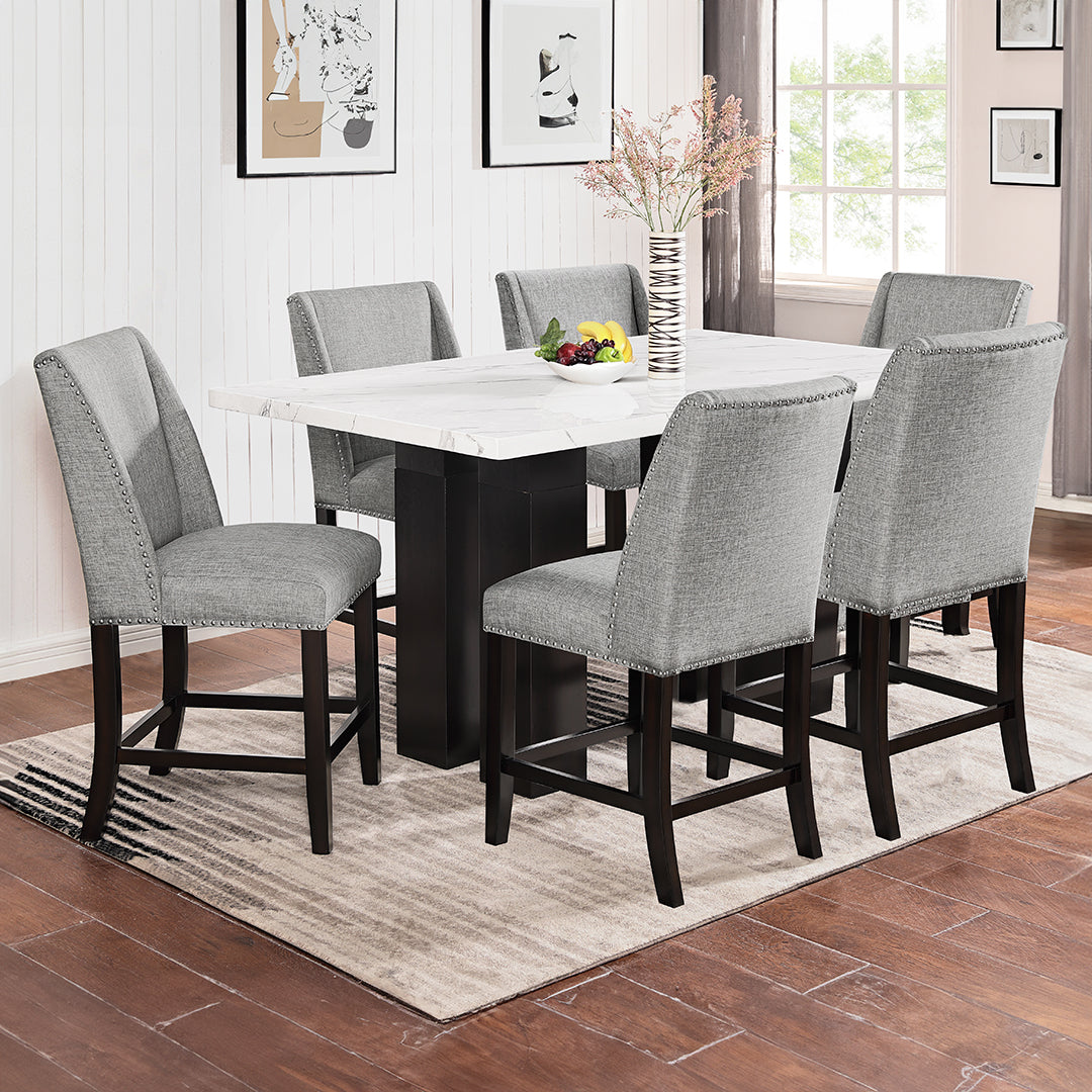 Faust Counter Height Dining Set - 3-Piece Bar Table & Stools for Kitchen, Breakfast Nook & Small Spaces - Modern Bistro Style Pub Height Dining Furniture Set for Home & Apartments