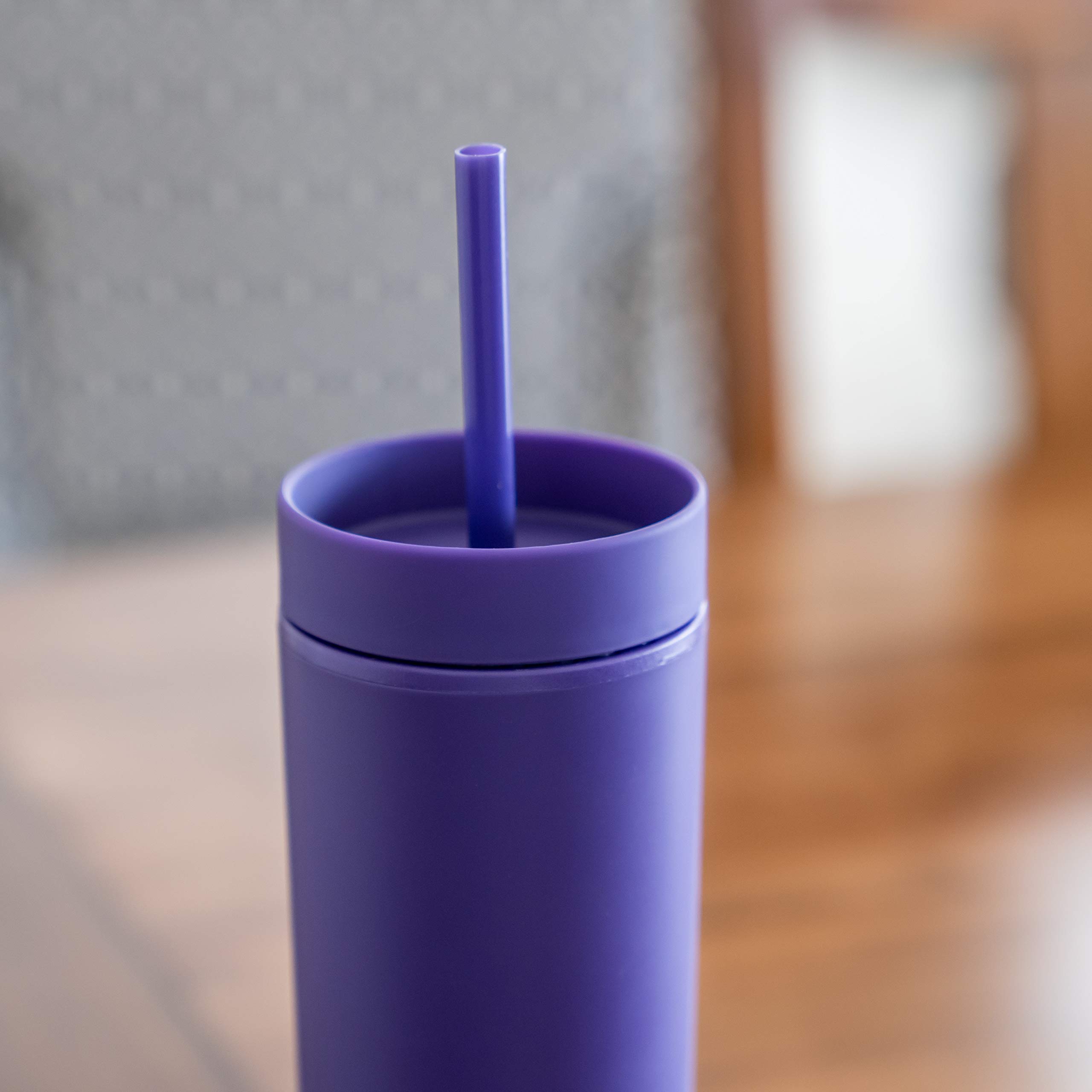24 Pack Matte Pastel Tumblers - 12 Black & 12 Purple 16oz Insulated Cups | STRATA CUPS BUNDLE | Perfect for Coffee, Tea, Smoothies & Cold Drinks | Reusable Travel Mug for Office, Gym & Outdoor Activities