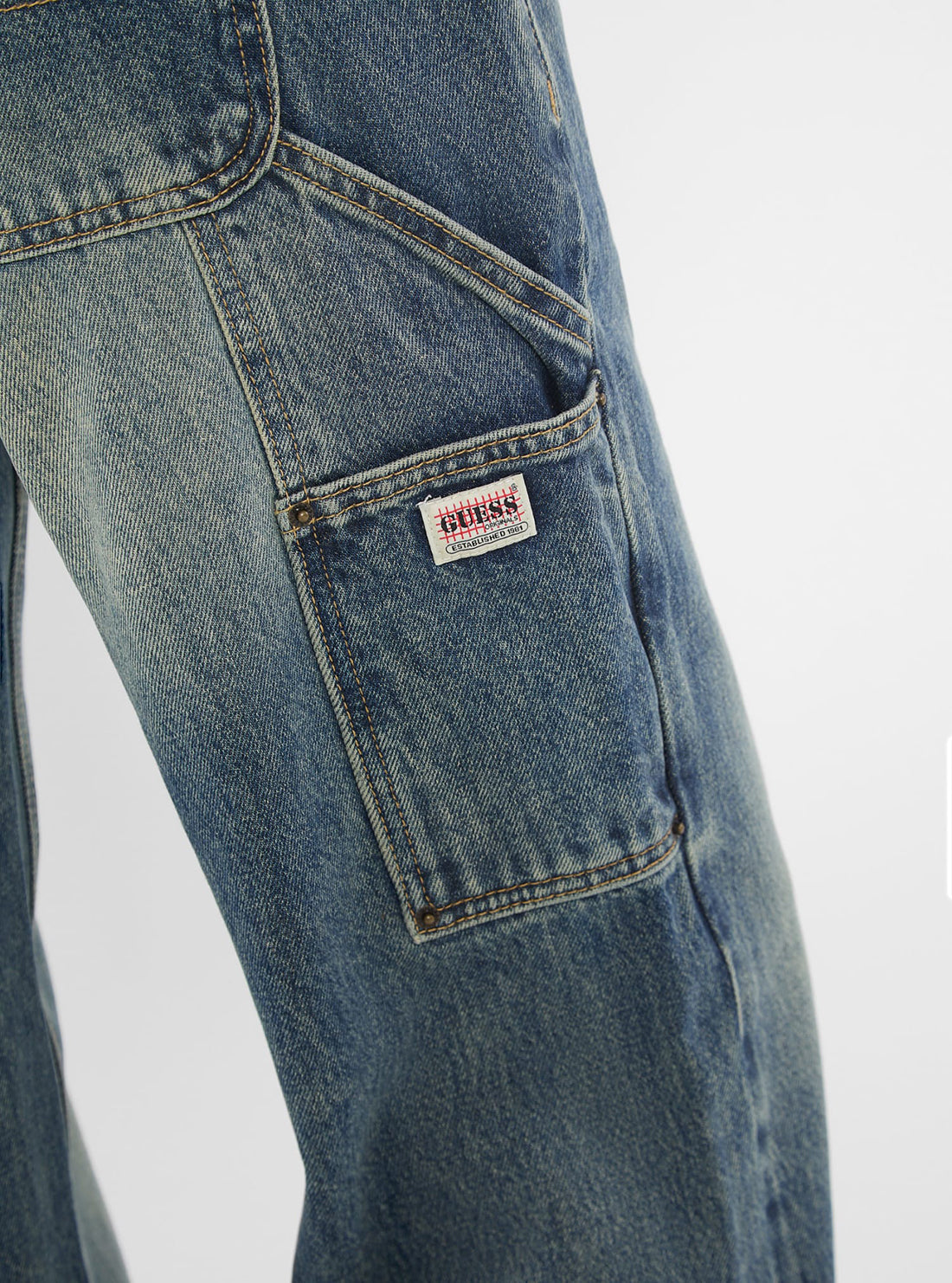 Guess Originals Double Waistband Carpenter Jeans for Men - Durable Workwear & Casual Style Pants for Construction, DIY & Everyday Wear