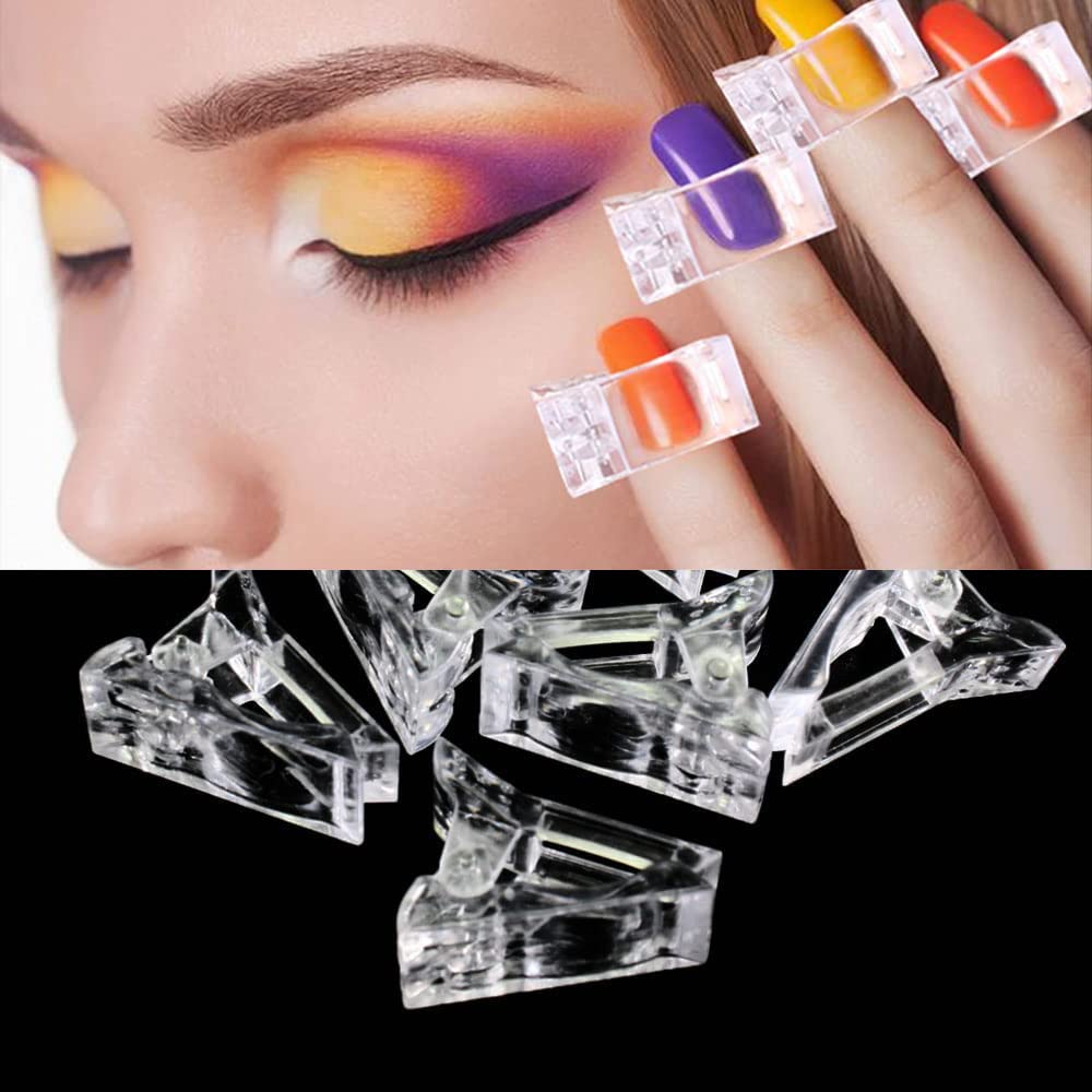 10Pcs Clear Transparent Nail Clips for Polygel - Quick Building Nail Forms, UV LED Builder Clamps for Nail Extensions & Manicure - Perfect for Salon, Home DIY Nail Art & Professional Use