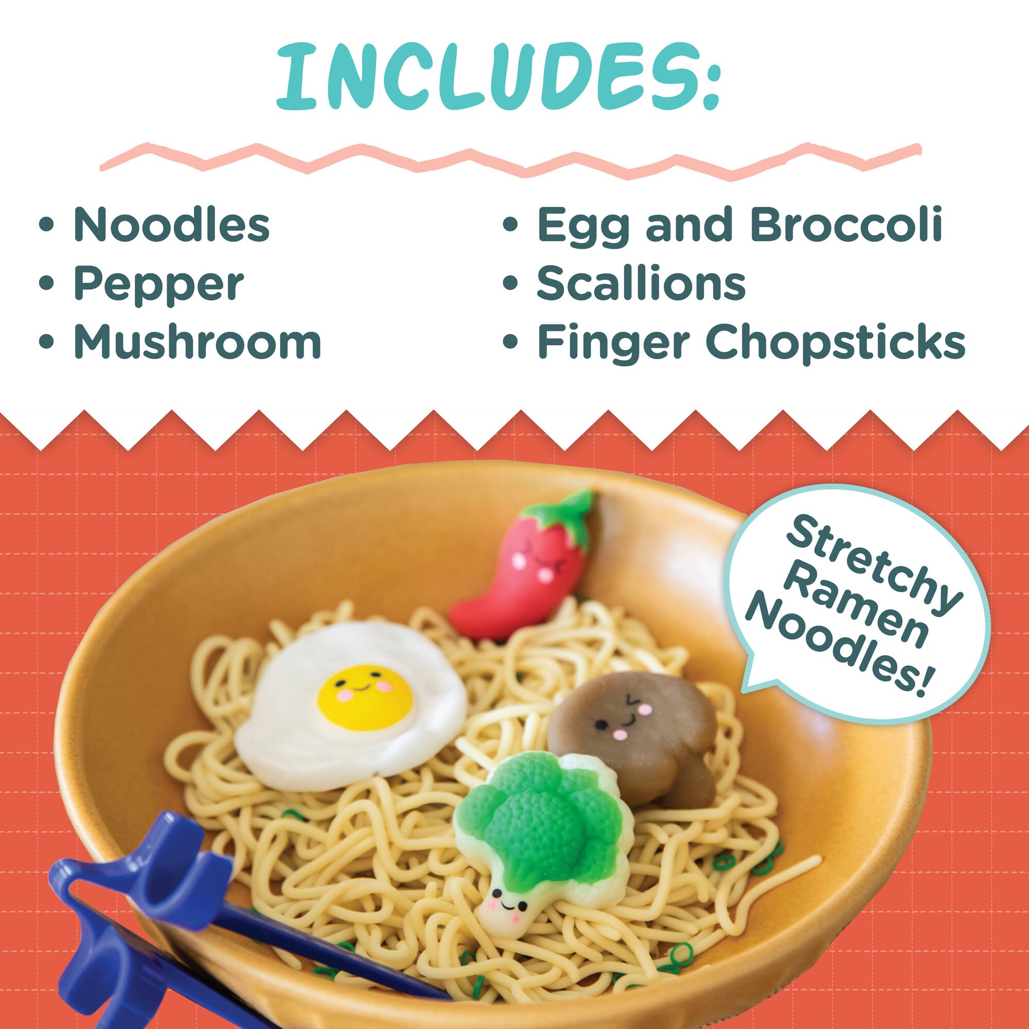 MindWare Foodie Fidgets Set - 3 Pack Squishy Sensory Toys (Ramen Noodles, Bao Bun, Dumplings & Sushi Tray) for Stress Relief - Fun Fidget Toys for Kids & Adults - Perfect for Anxiety Relief, Office Desk & Classroom Focus