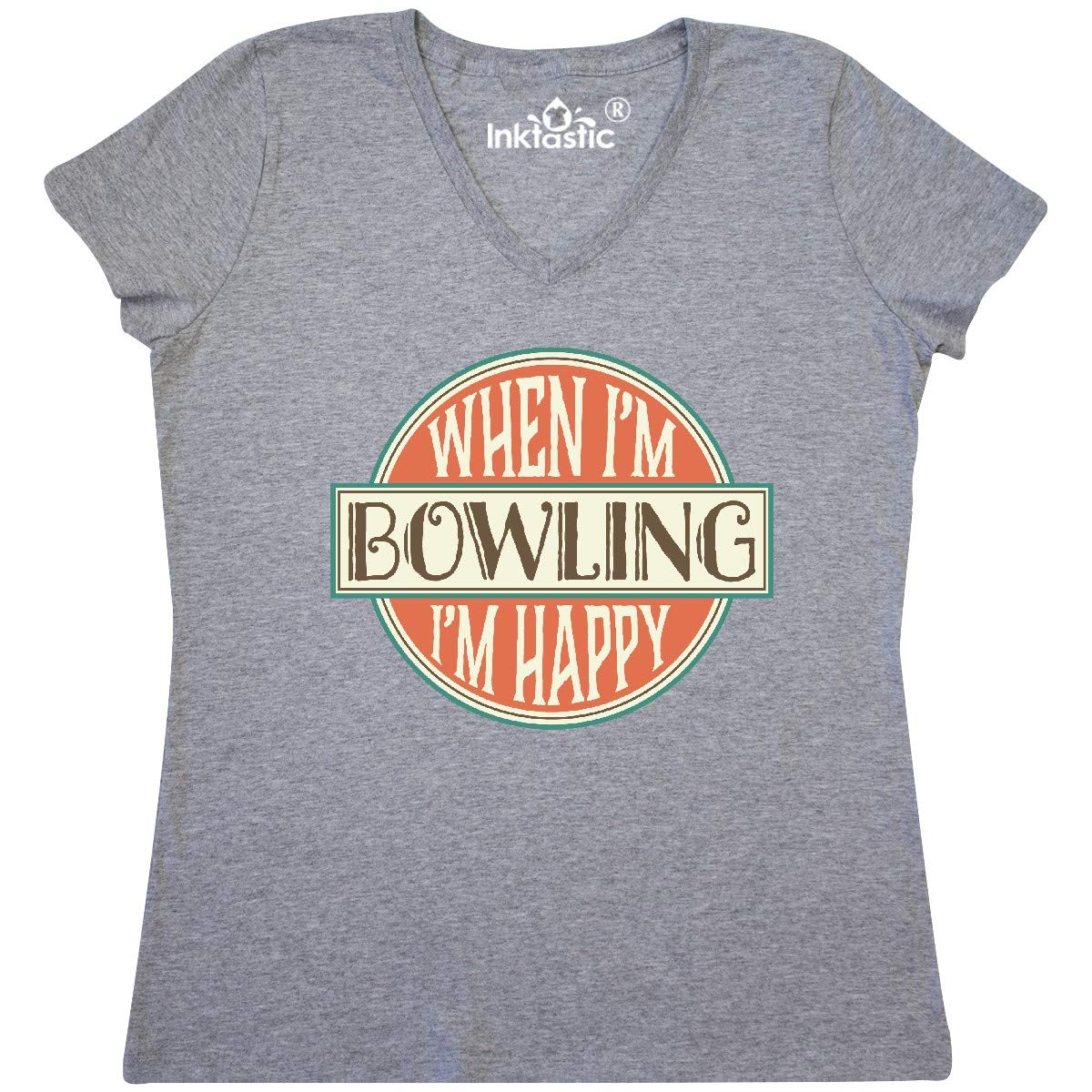 Inktastic Bowling Gift for Women - Funny Bowler V-Neck T-Shirt - Perfect for Bowling Leagues, Tournaments & Casual Wear