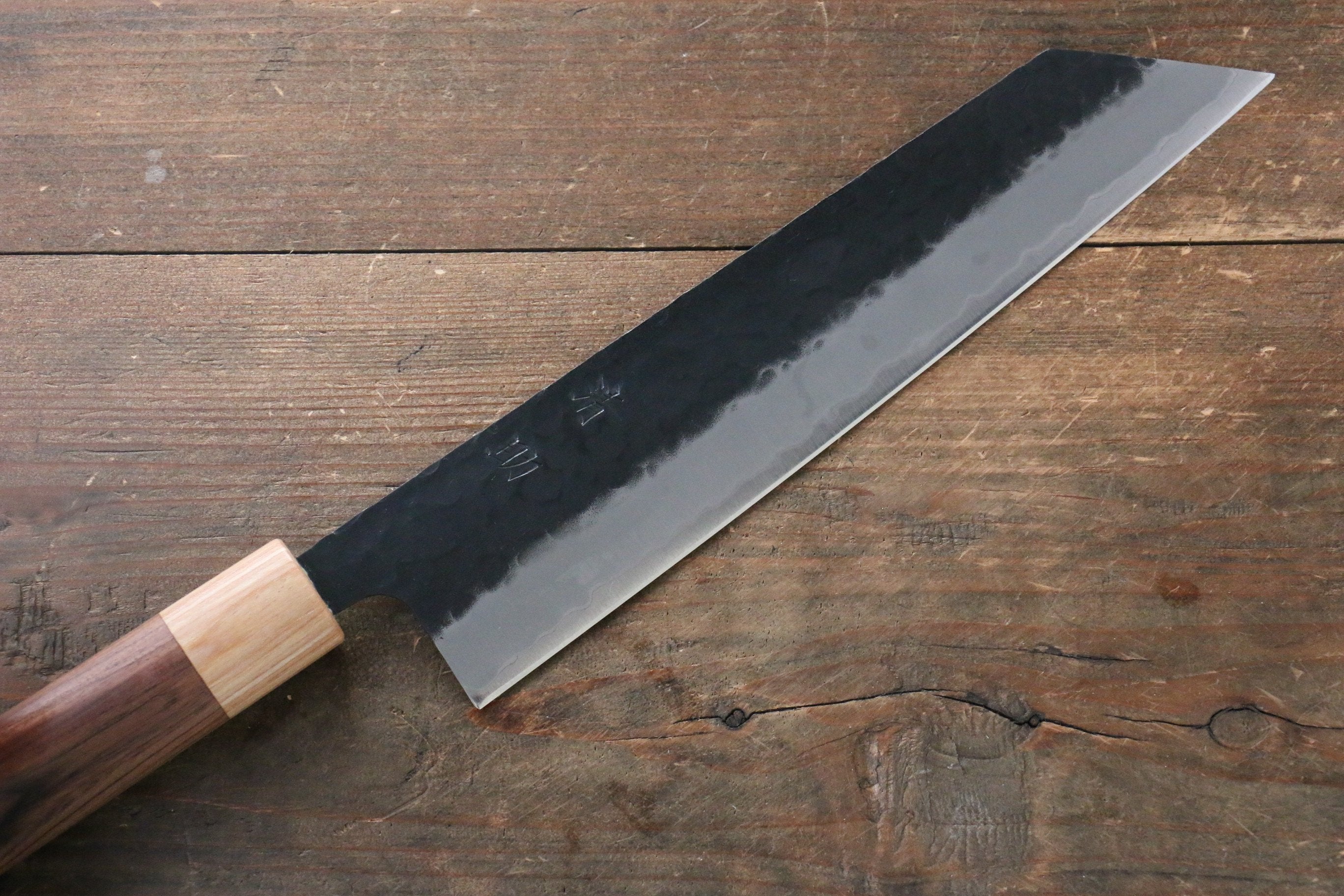 Seisuke Kokubyaku Blue Super Hammered Kurouchi Kiritsuke Gyuto 210mm Japanese Chef Knife with Morado Wood Handle - Perfect for Sushi, Sashimi & Precision Cutting