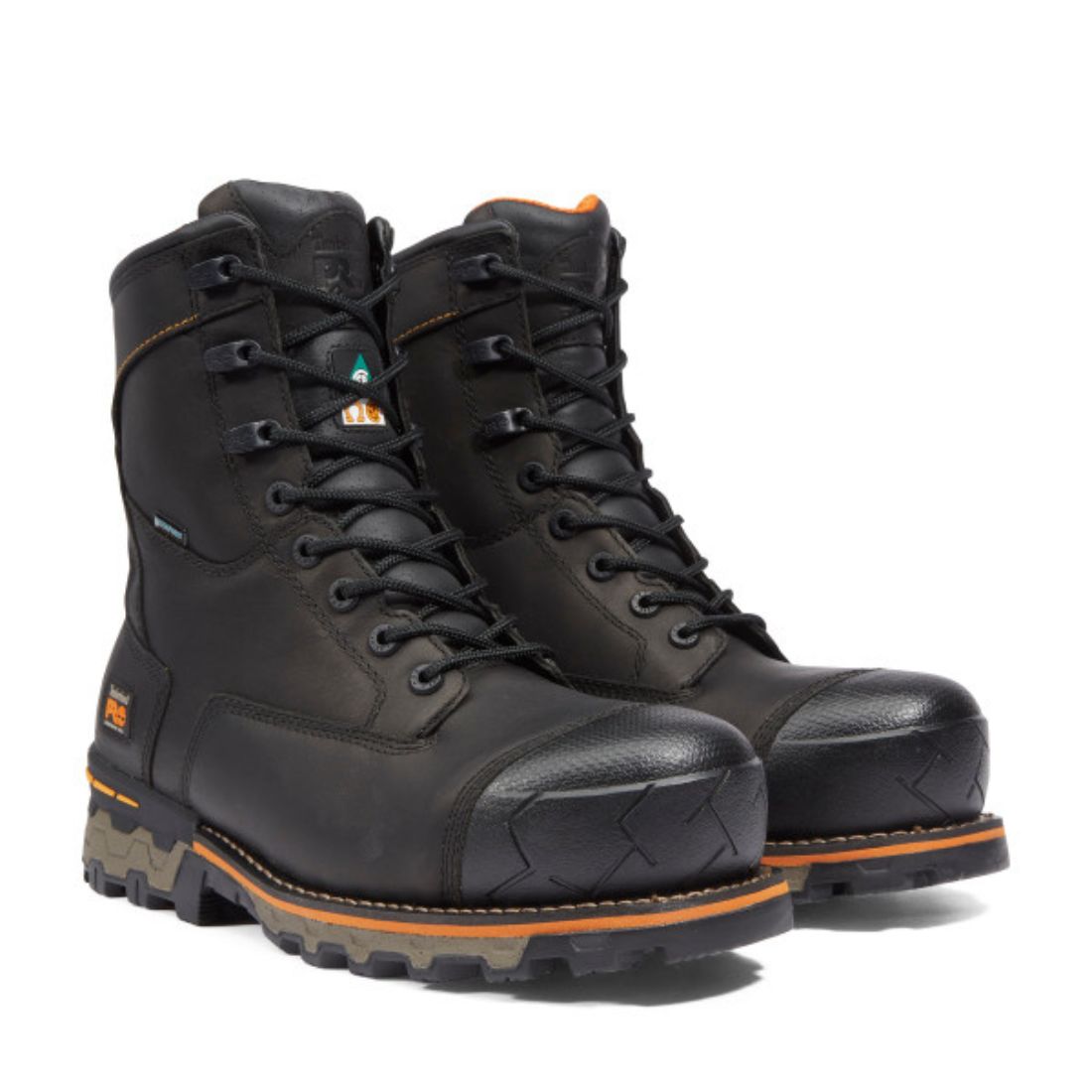 Timberland PRO Boondock Men's 8 Inch Waterproof Work Boots with Composite Safety Toe - Black 89645 | Durable Construction for Outdoor Jobs, Construction Sites & Heavy Duty Work