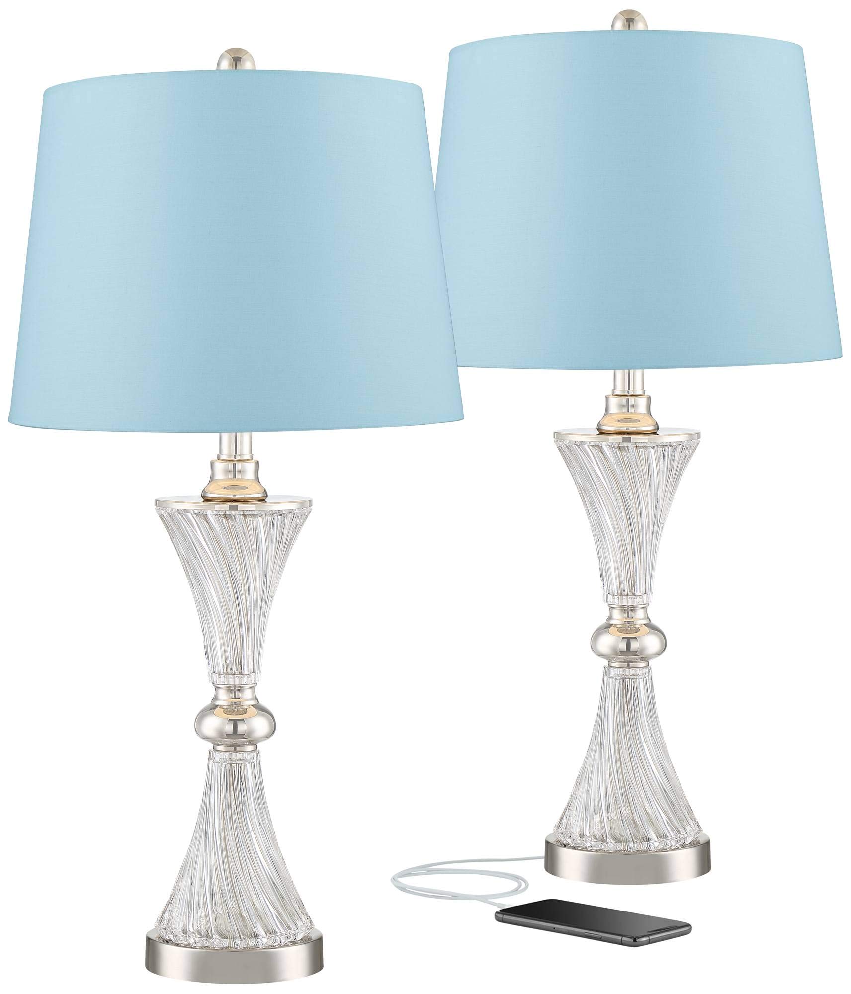 Regency Hill Luca Modern Table Lamps - Set of 2, 25.5