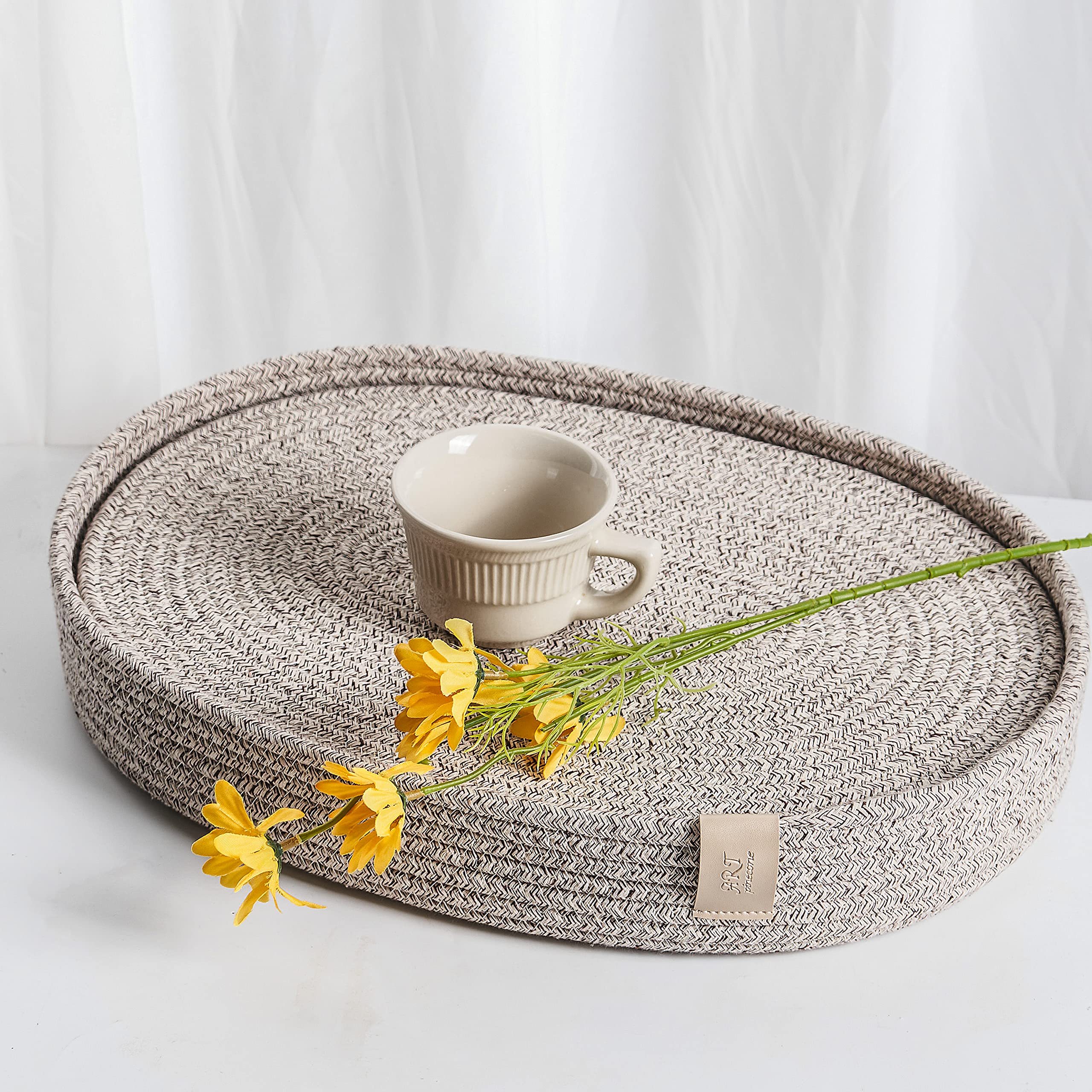 Set of 6 Oval Woven Boho Farmhouse Placemats - Handmade Rustic Table Mats for Dining & Kitchen Decor (16x12 Inches, Brown Mixed) | Washable & Durable for Everyday Meals, Dinner Parties & Home Styling