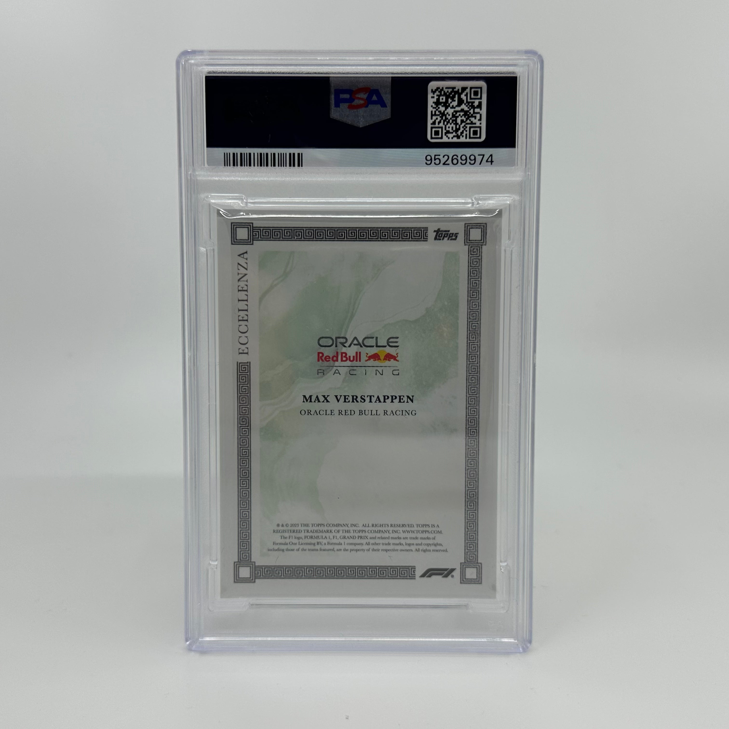 PSA 8 Graded 58/99 Max Verstappen Green 2023 Eccellenza Racing Card - Perfect for F1 Collectors and Motorsport Memorabilia Enthusiasts