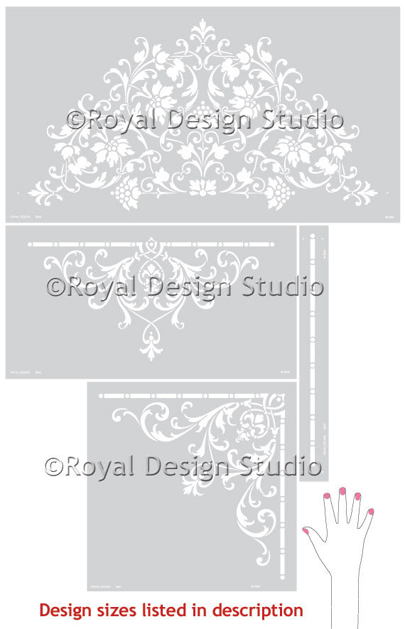 Hampton Ceiling Stencil Set - 12 Pack Reusable Wall Painting Templates for DIY Home Decor, Floral & Geometric Patterns - Perfect for Bedroom, Living Room & Nursery Wall Design Projects